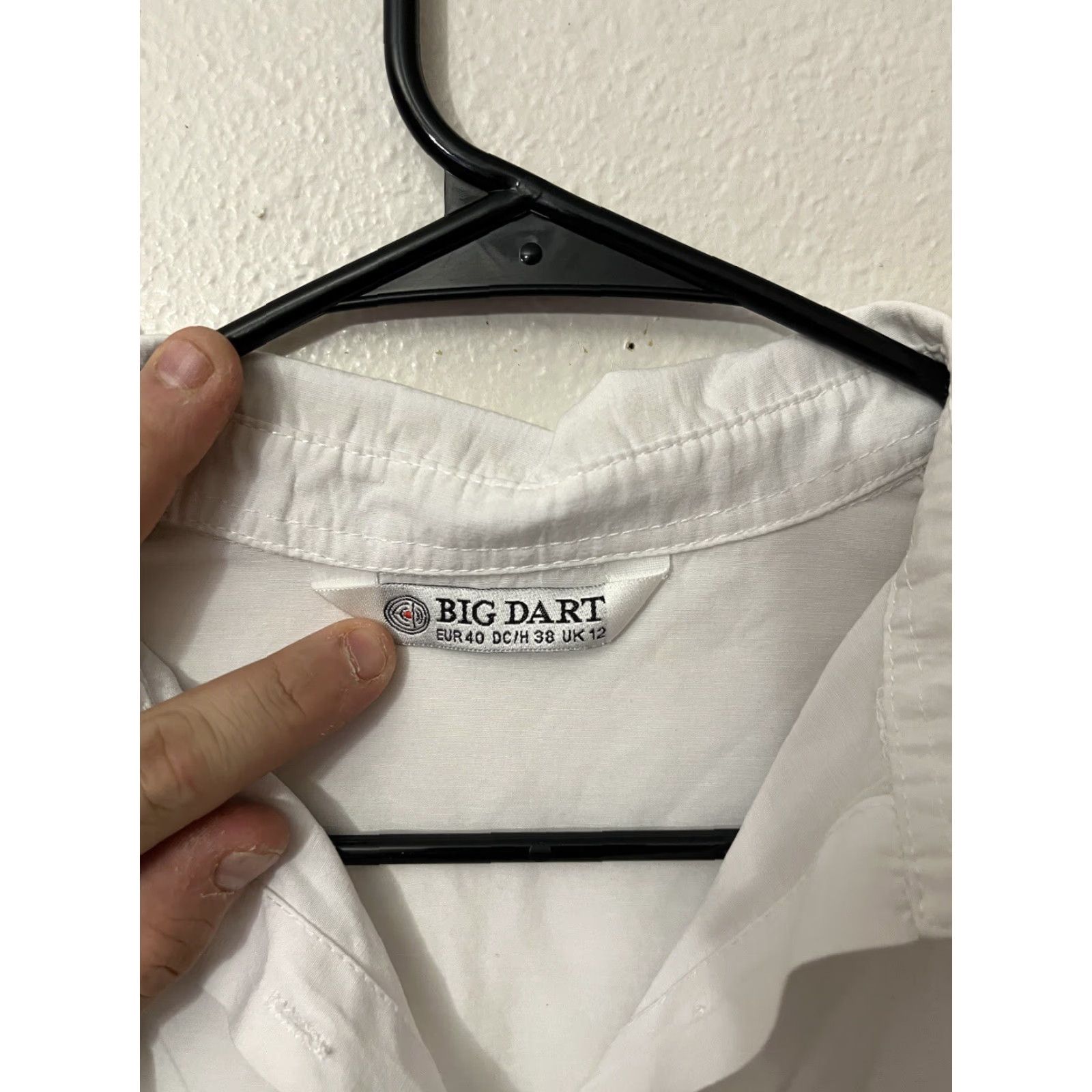 Vintage Big Dart Shirt Button-Up Long Sleeve White Womens L Casual Solid Pattern Size L / US 10 / IT 46 - 2 Thumbnail