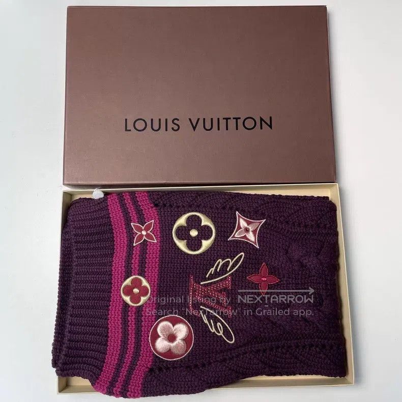 Other Louis Vuitton Purple Multi-Element Logo Wool Woven Scarf Size ONE SIZE - 1 Thumbnail