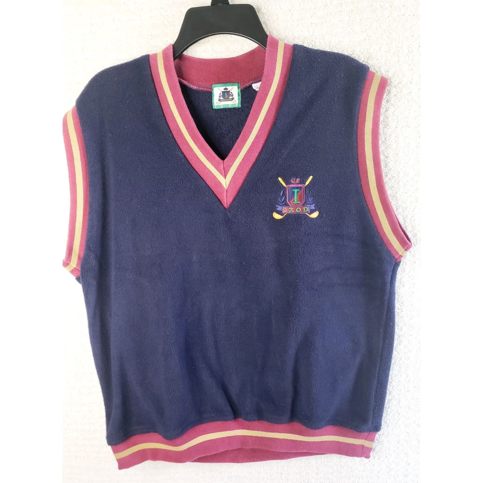 Izod VINTAGE IZOD Vest Shirt Men M Navy Blue w Red Trim 100% Polyester Golf Vest Size US M / EU 48-50 / 2 - 2 Thumbnail
