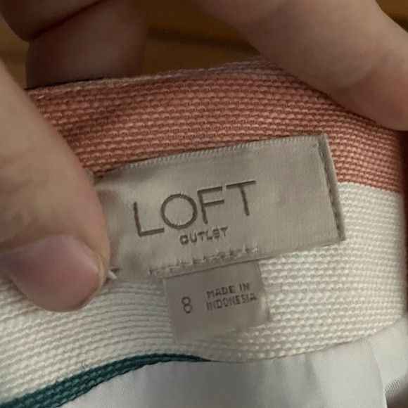 Loft LOFT outlet Summer Striped Mini Skirt Blush Mint Teal size 8 Size 30" / US 8 / IT 44 - 3 Thumbnail