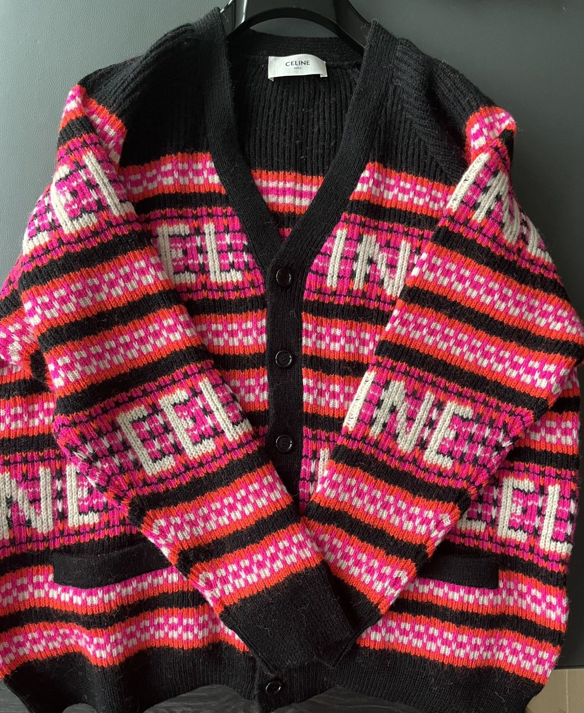 Celine × Hedi Slimane Super Runway Celine Hedi Slimane Logo Cardigan Coat Rare Size US L / EU 52-54 / 3 - 19 Thumbnail