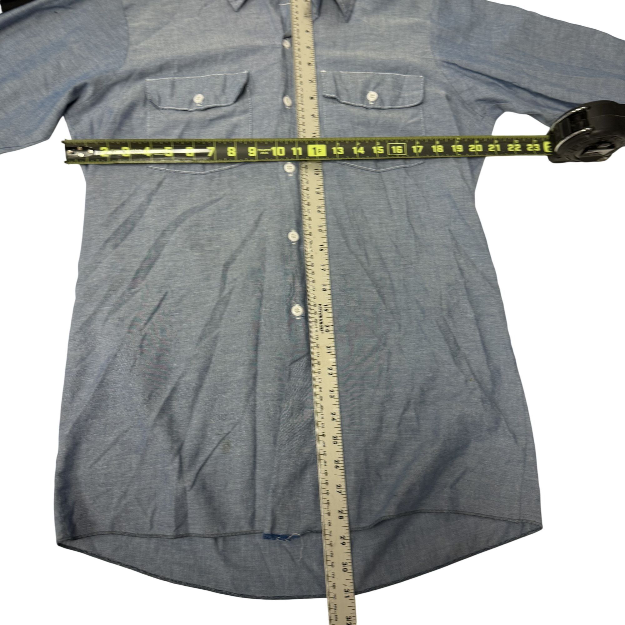 Dickies Vtg Dickies CHAMBRAY Mechanic WORK Shop 50/50 Chore Shirt Size US L / EU 52-54 / 3 - 5 Thumbnail