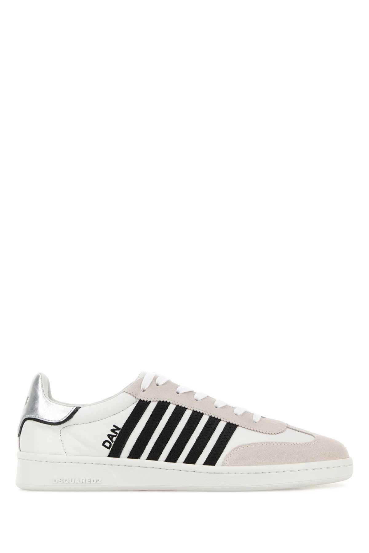 Dsquared2 White Nappa Leather Boxer Sneakers Size US 12 / EU 45 - 1 Thumbnail