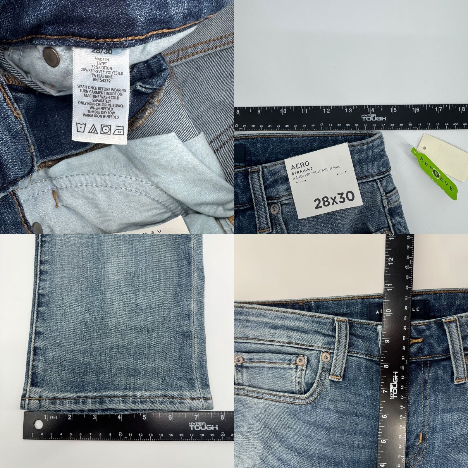 Aeropostale Aeropostale Jeans 28x30 Denim Straight Blue Light Wash NWT Mens Casual Classic 5-Pocket Distressed Stretch Size US 28 / EU 44 - 8 Thumbnail
