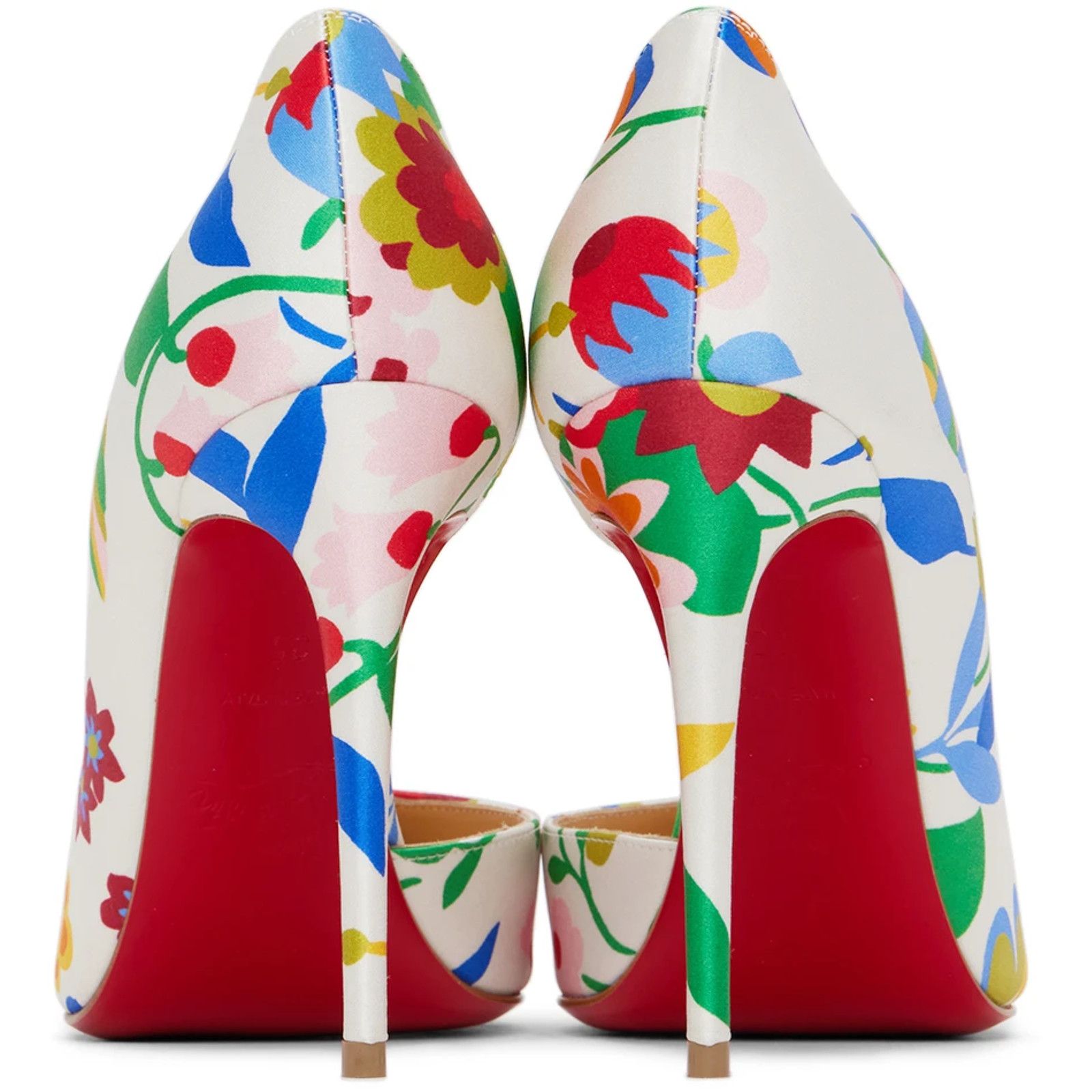 Christian Louboutin Iriza 100 Crepe Satin Bloomy Floral Pointed Heel Pump 37.5 Size US 7.5 / IT 37.5 - 10 Thumbnail
