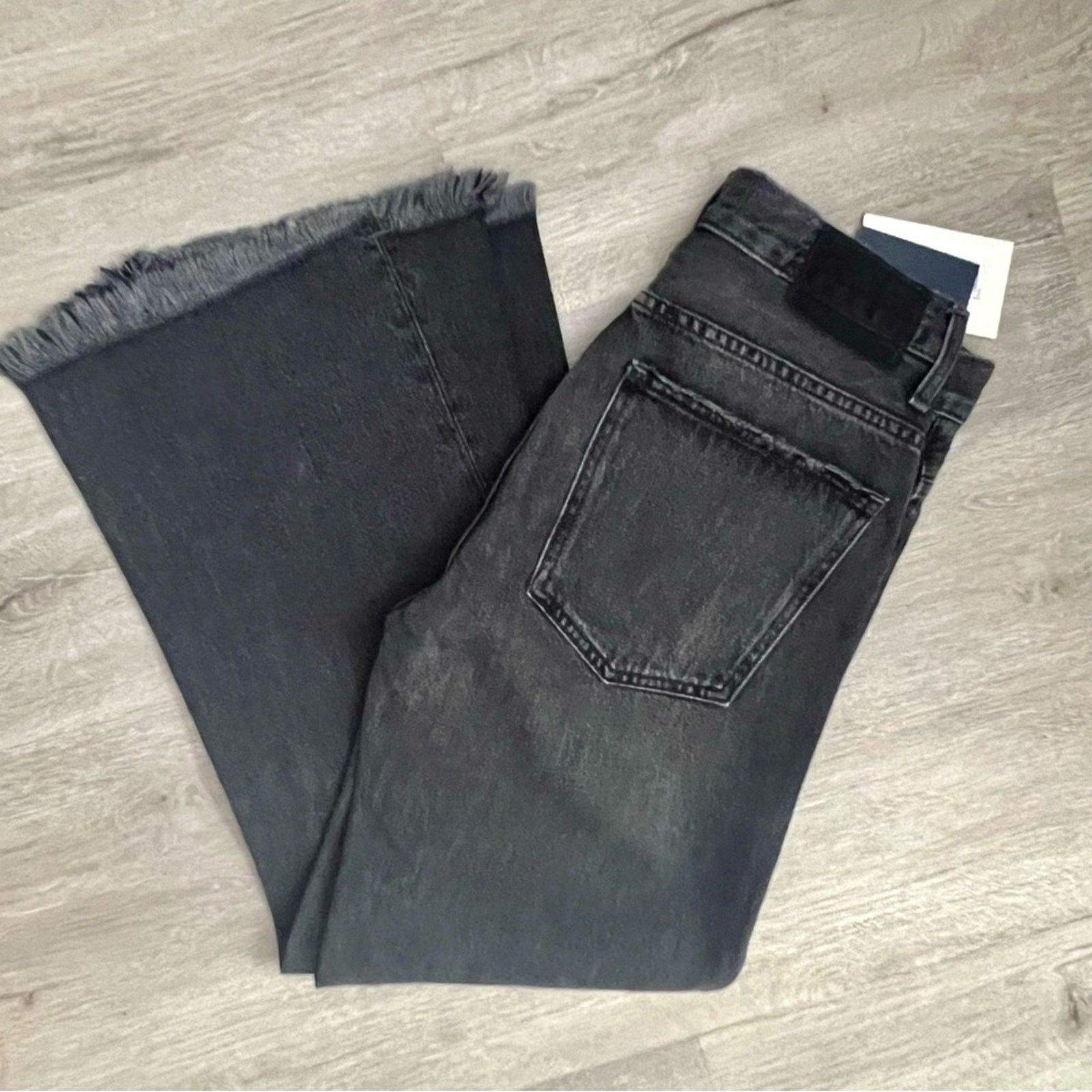 THE GREAT NWT The Great The Kick Bell Jeans Onyx Black Denim Tassel 26 Size 26" / US 2 / IT 38 - 11 Thumbnail