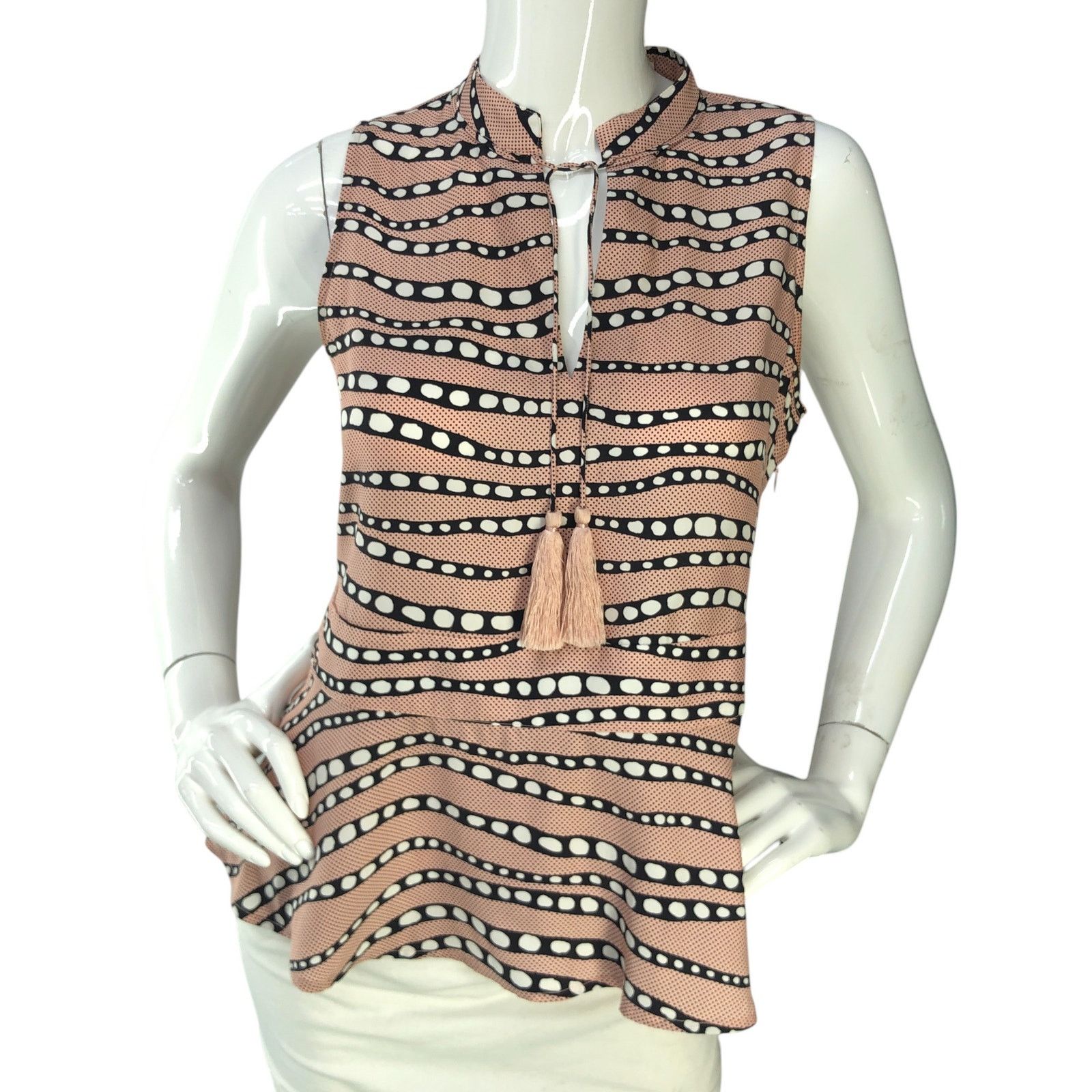 Marie Oliver Marie Oliver Size S Top Sleeveless Tassled Peplum Silk Pink Size S / US 4 / IT 40 - 12 Thumbnail