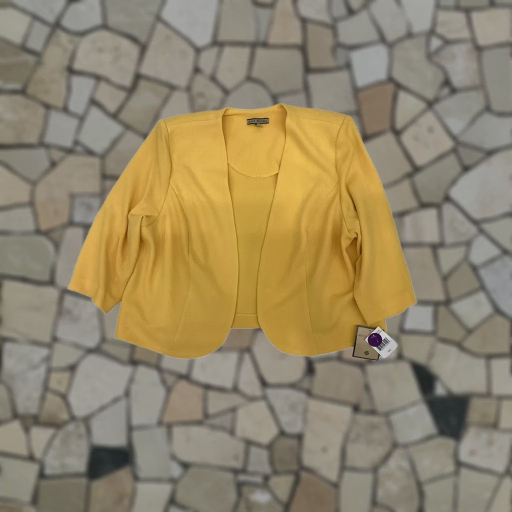 Vintage Maya Brooke Basic Jacket Womens 20W Yellow Blazer Size 3XL / US 20-22 - 1 Thumbnail