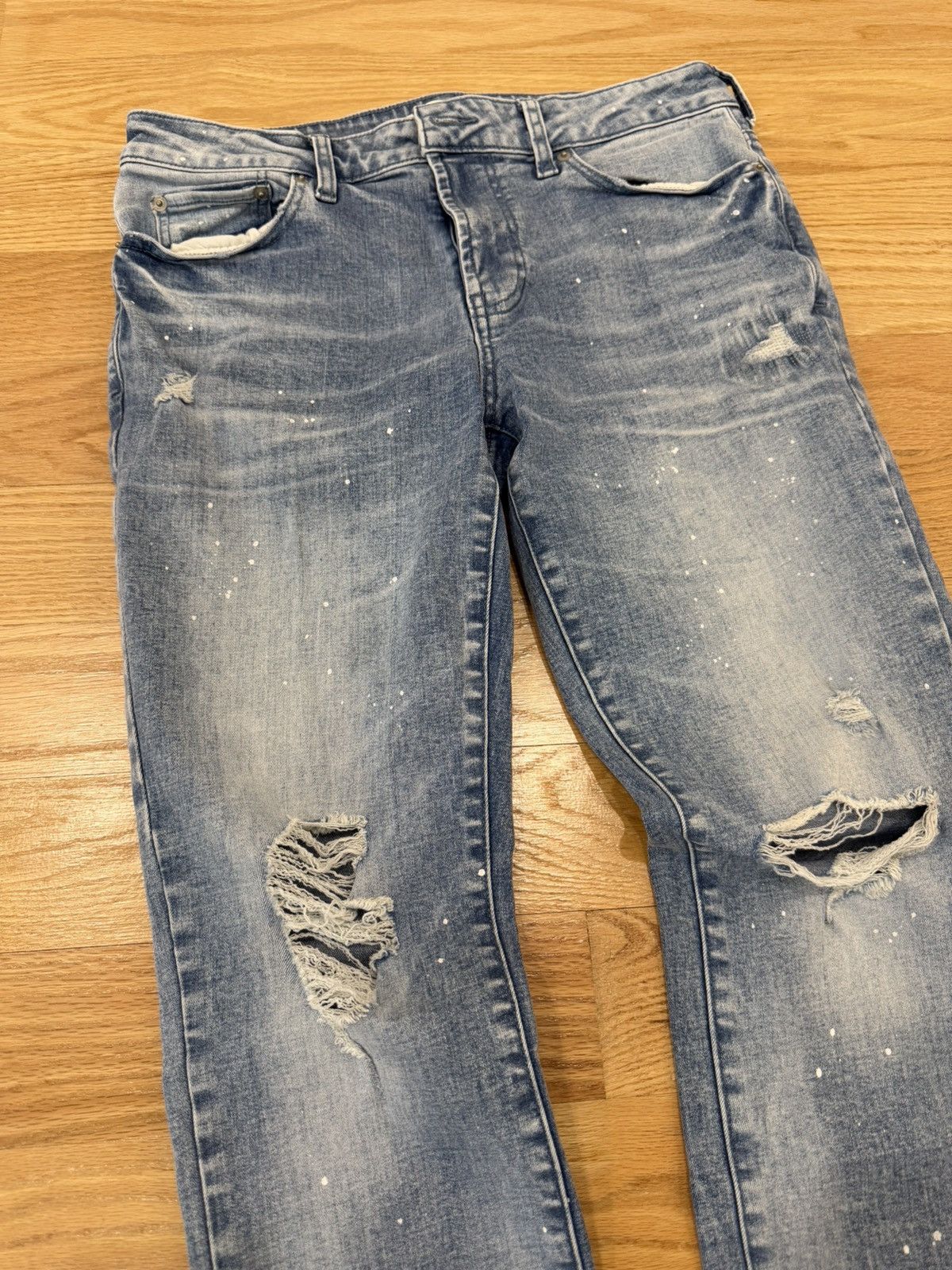Pacsun Pacsun Paint Splatter Washed Denim Skinny Jeans Size US 30 / EU 46 - 3 Thumbnail