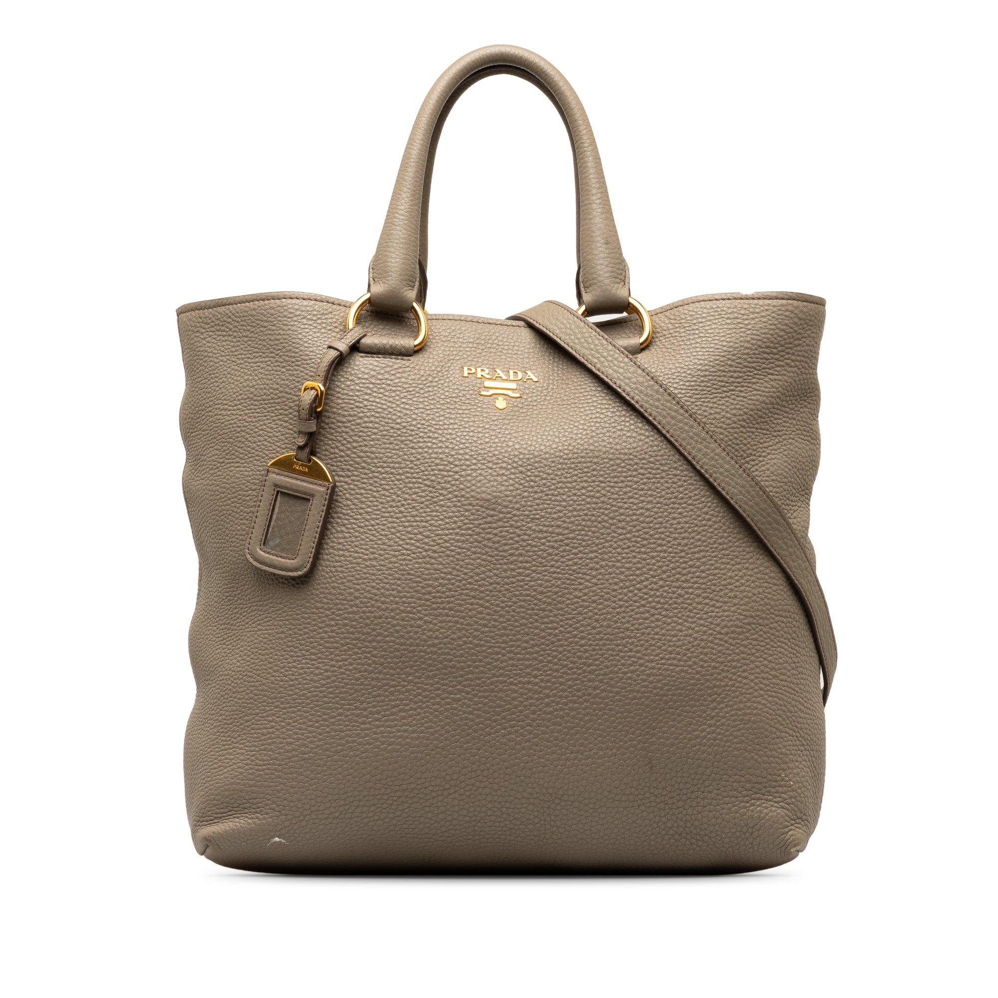 image of Prada Vitello Daino Satchel in Grey, Women's