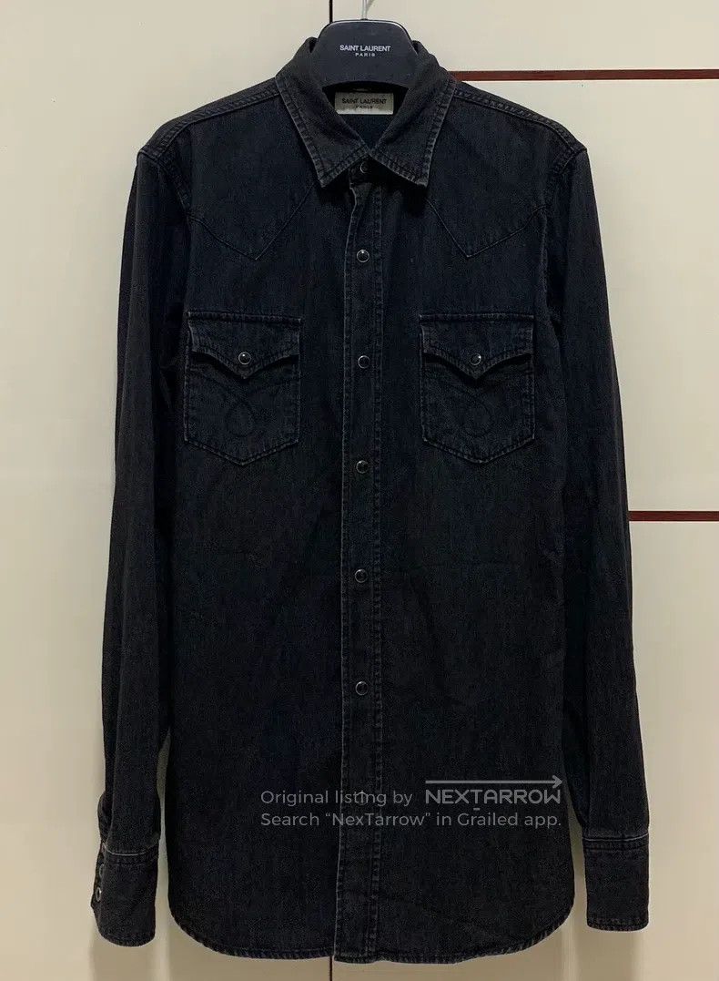 Saint Laurent Paris Saint Laurent Paris Carbon Black Double Pocket Cat-Eye扣But Size US L / EU 52-54 / 3 - 1 Thumbnail
