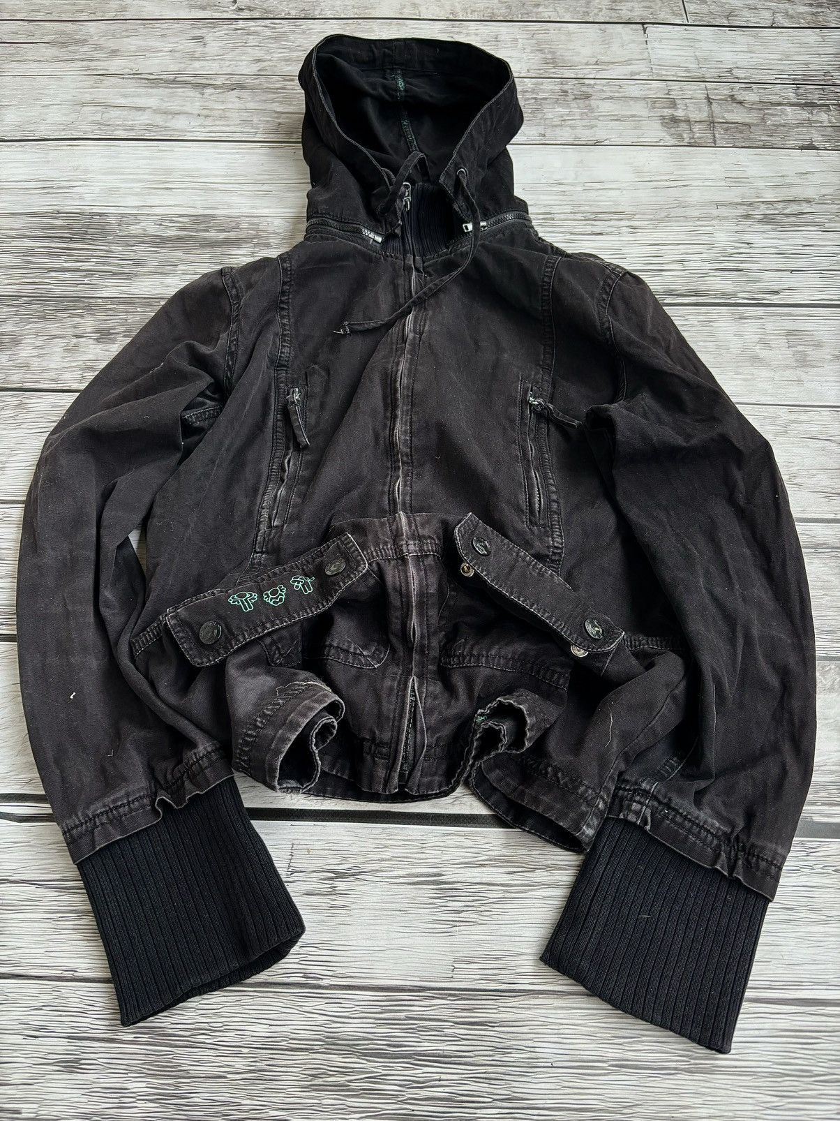Hysteric Glamour × Vintage Cropped Avant Garde If Six Was Nine Style Washed Jacket Size US S / EU 44-46 / 1 - 1 Thumbnail