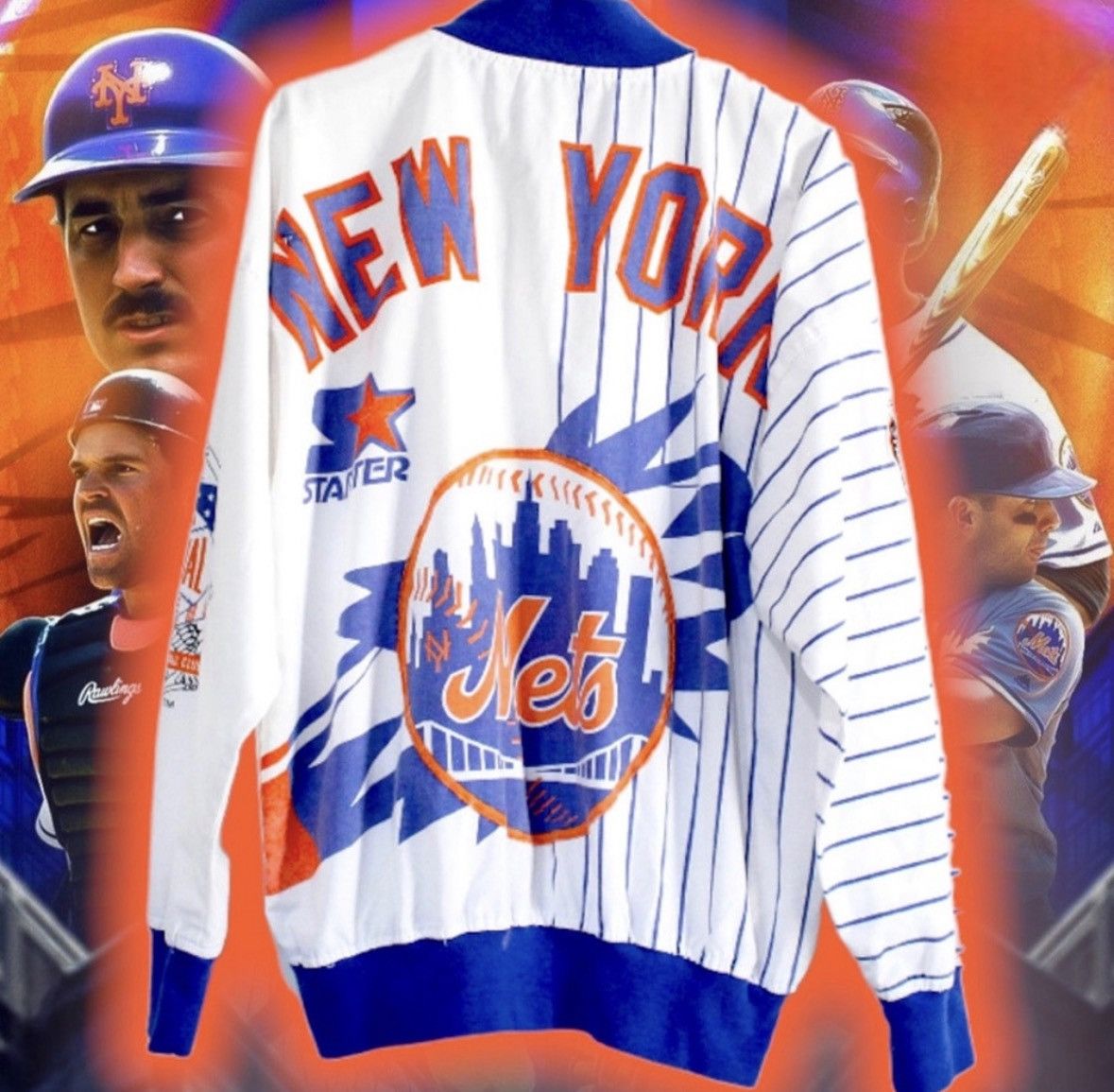 Starter 💎ViNTaGe 💎NeW YoRK MeTs ⚾️ BiG LoGo STaRTeR ⭐️ PuLLoVeR 🧢🧥 Size US L / EU 52-54 / 3 - 3 Thumbnail