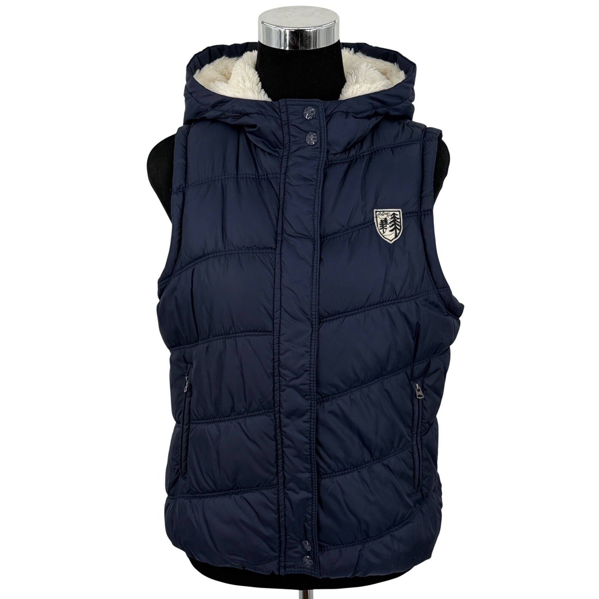 American Eagle Outfitters VTG American Eagle Blue Faux Fur Lined Hooded Vest | Y2K Ind Size L / US 10 / IT 46 - 3 Thumbnail