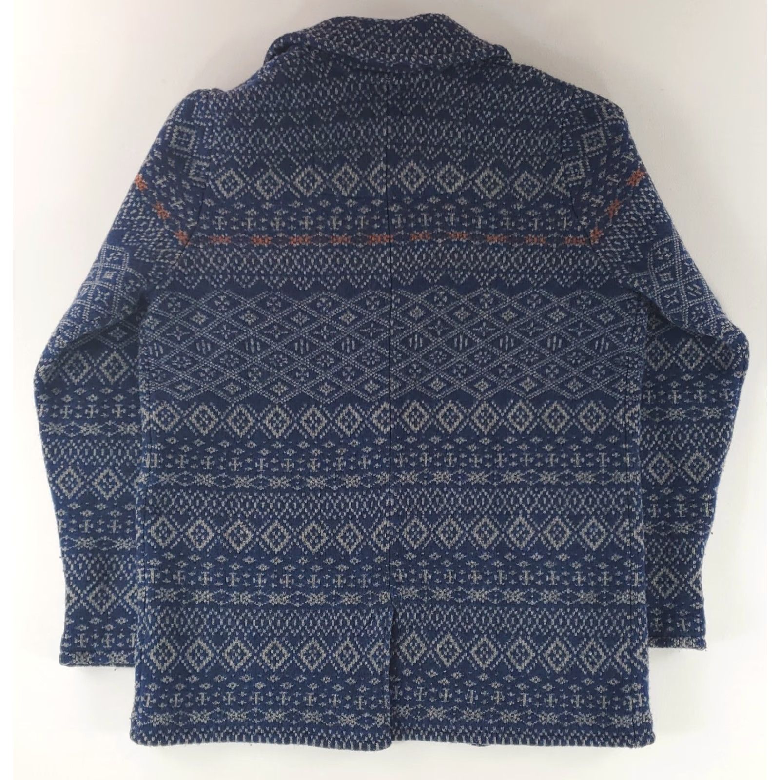 Lands' End Lands' End Canvas Cardigan Sweater 100% Lambswool Fair Isle Blue Womens L Size L / US 10 / IT 46 - 3 Thumbnail