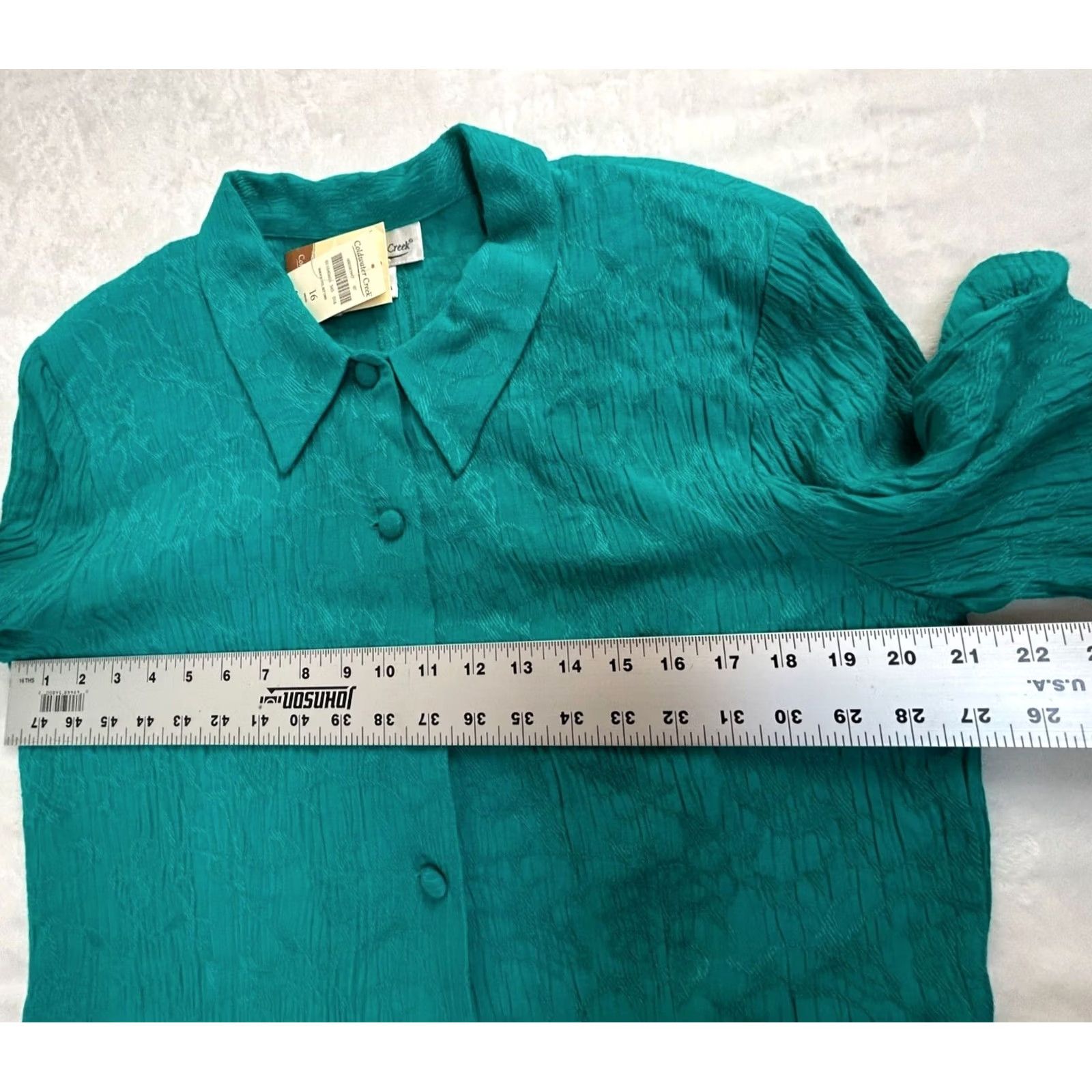 Coldwater Creek Coldwater Creek Womens Teal Crinkle Button-Up Blouse Size 16 Split Back New 9 Size XXL / US 16-18 / IT 52-54 - 7 Thumbnail