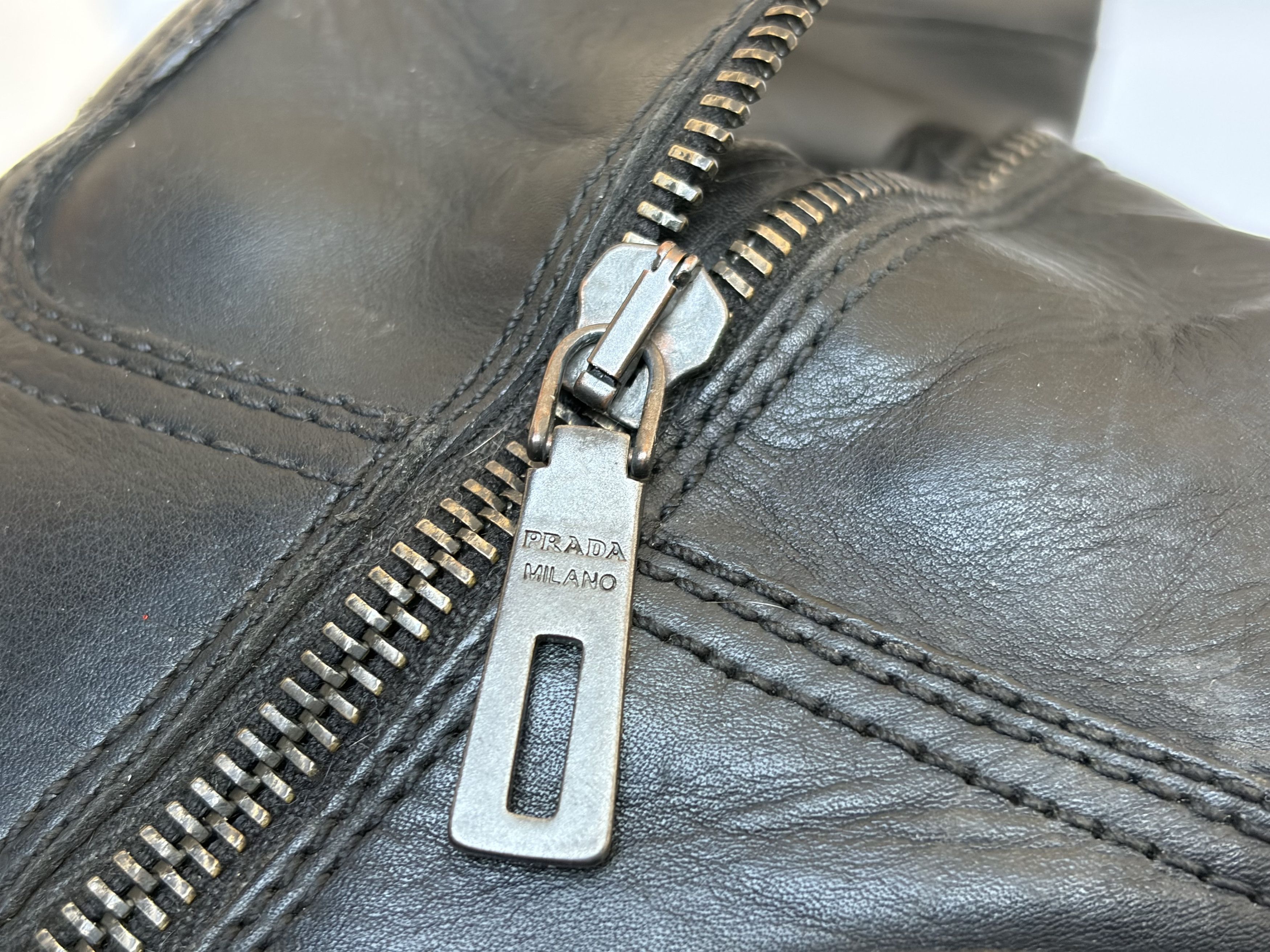 Prada PRADA Boots 1999 Leather Black Zip Logo Vintage Size 41 Size US 11 / IT 41 - 10 Thumbnail