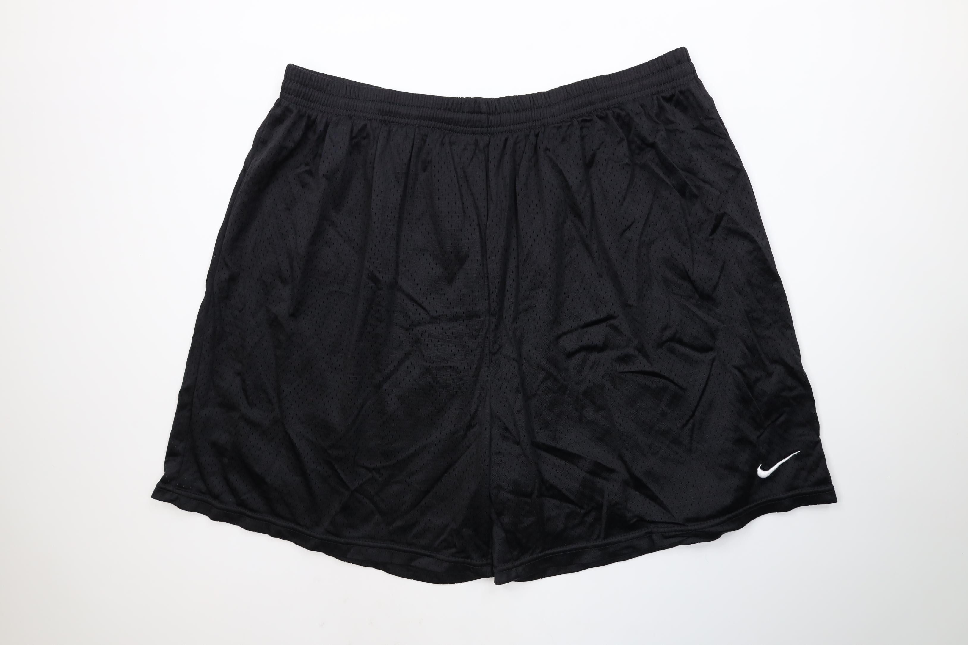 Nike Vintage 90s Y2K Nike Swoosh Mesh Above Knee Shorts Black Size US 38 / EU 54 - 1 Thumbnail