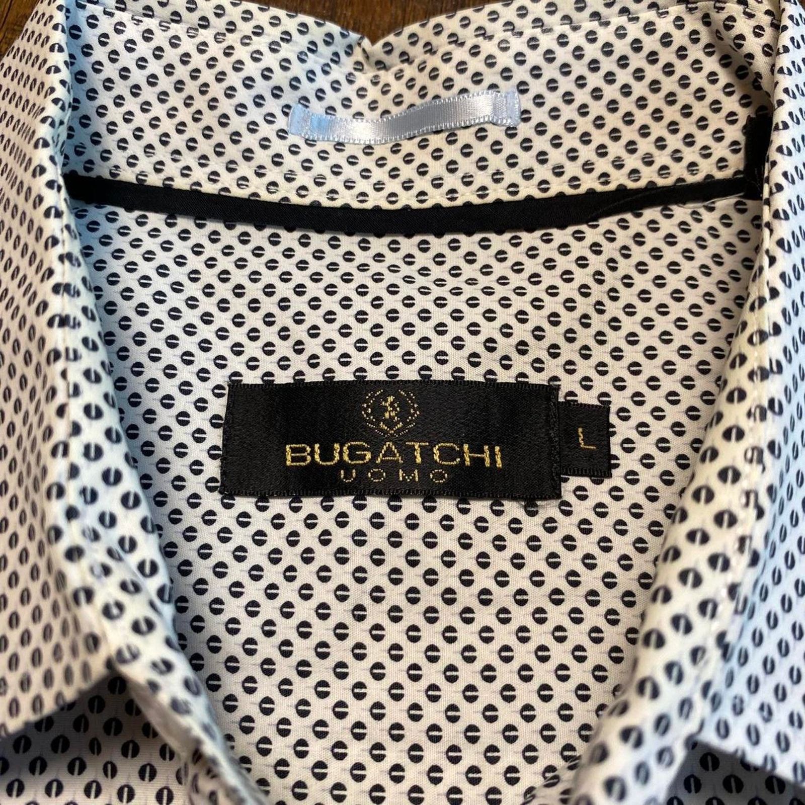 BUGATCHI Bugatchi Uomo - Black, white and silver pattern Dress Shirt Size US L / EU 52-54 / 3 - 2 Thumbnail