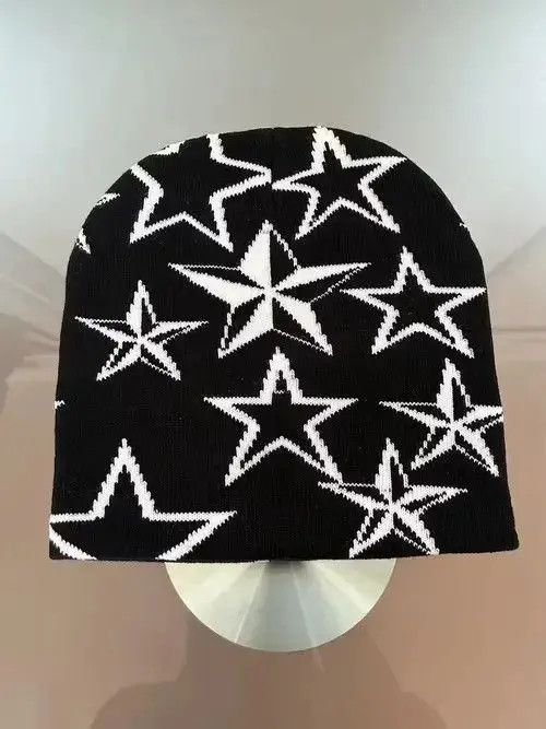 Japanese Brand Fukuzawa x Mao Y2K Star Beanie (black+white) Size ONE SIZE - 5 Thumbnail