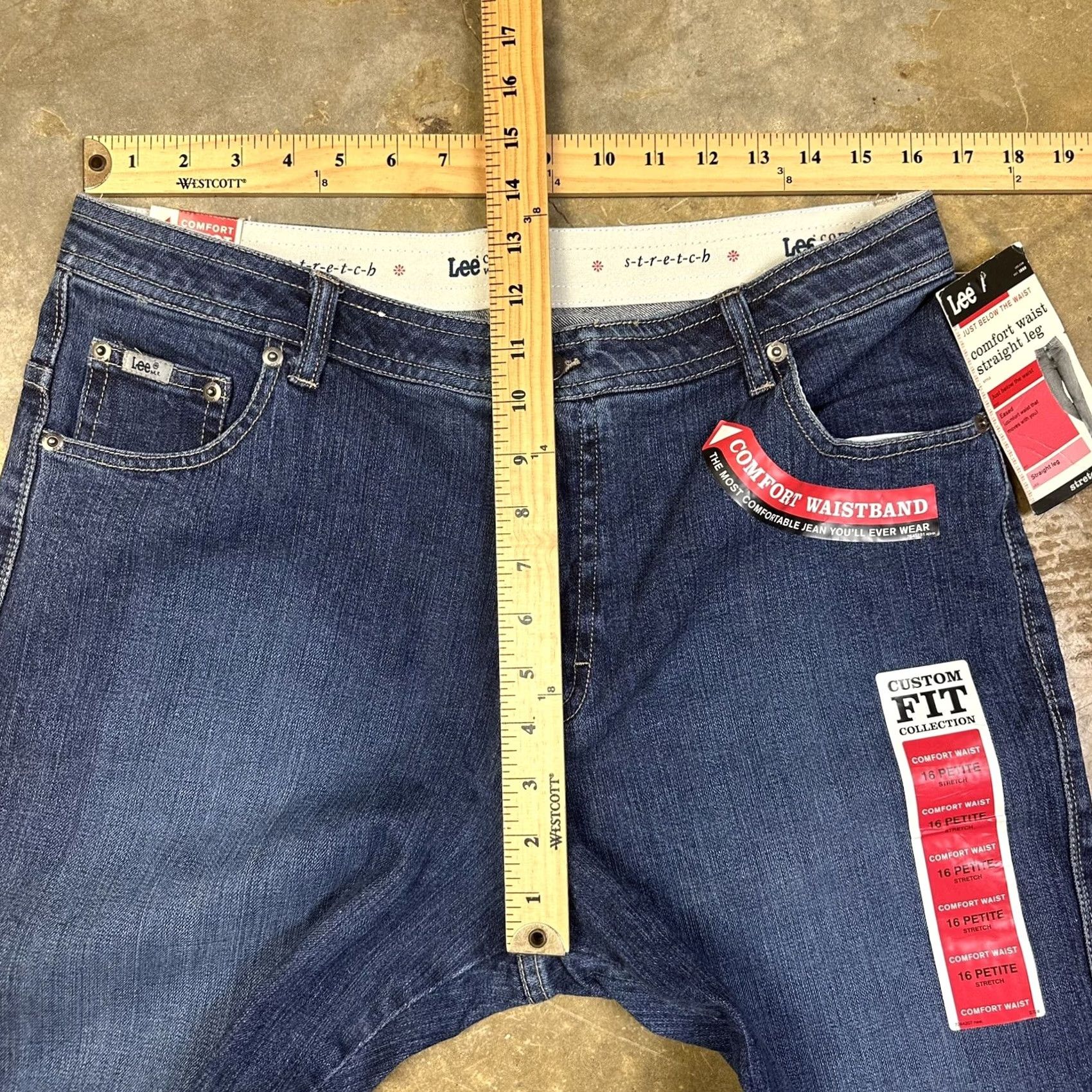 Lee Lee Womens Blue Denim Straight Leg Stretch Jeans 16P Comfort Waistband 32x28 Size 38" / US 16 / IT 52 - 4 Thumbnail
