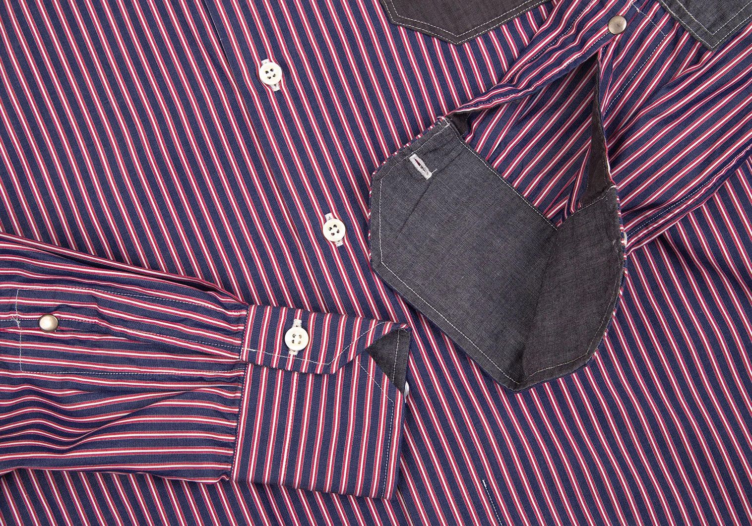 Junya Watanabe Striped Panel Shirt in Navy and Red, Size XS Size US XS / EU 42 / 0 - 5 Thumbnail