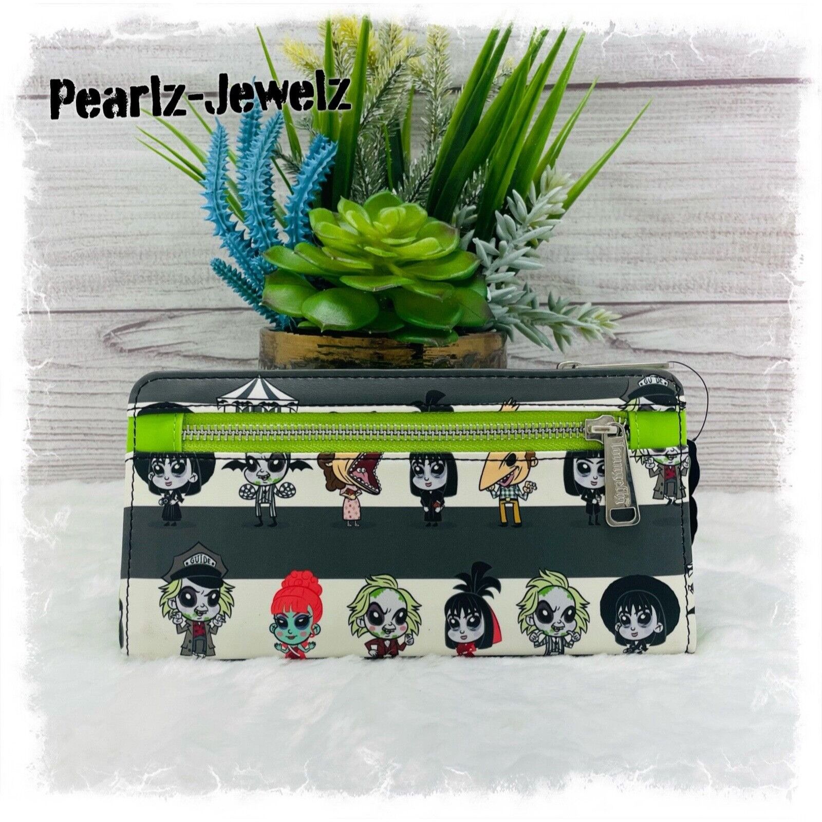 Disney Loungefly Beetlejuice Chibi Characters Striped Wallet NWT Size ONE SIZE - 1 Thumbnail