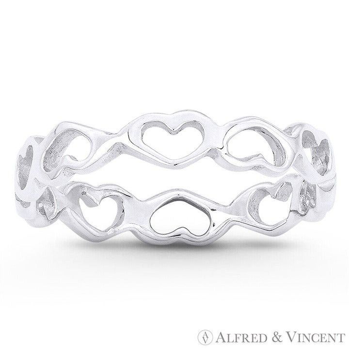 Other Heart Charm Stackable Eternity Band in .925 Sterling Silver Size ONE SIZE - 1 Preview