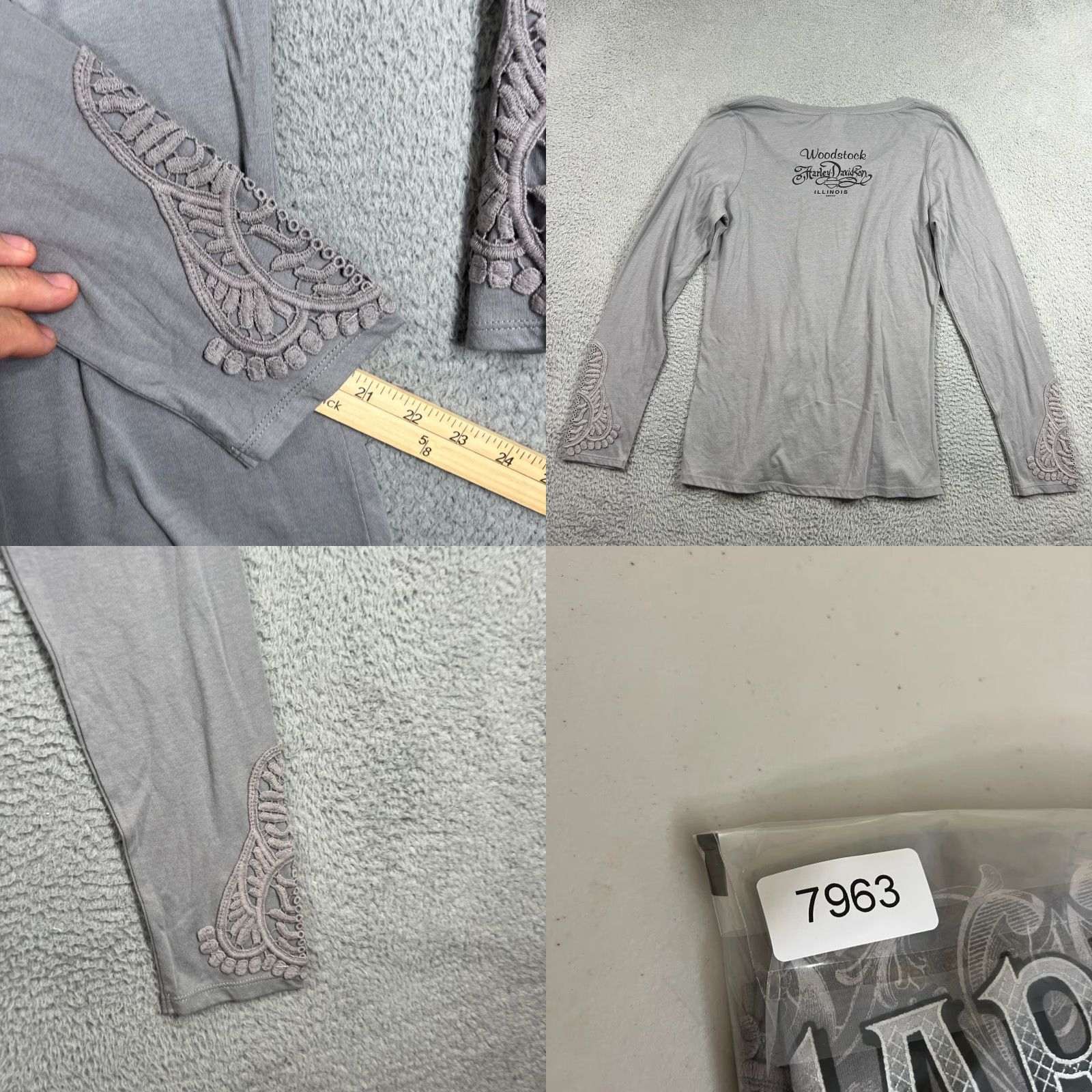 Harley Davidson Harley Davidson T-Shirt Women Long Sleeve Gray Embroidered Motorcycle Skull Casual product Size L / US 10 / IT 46 - 8 Thumbnail