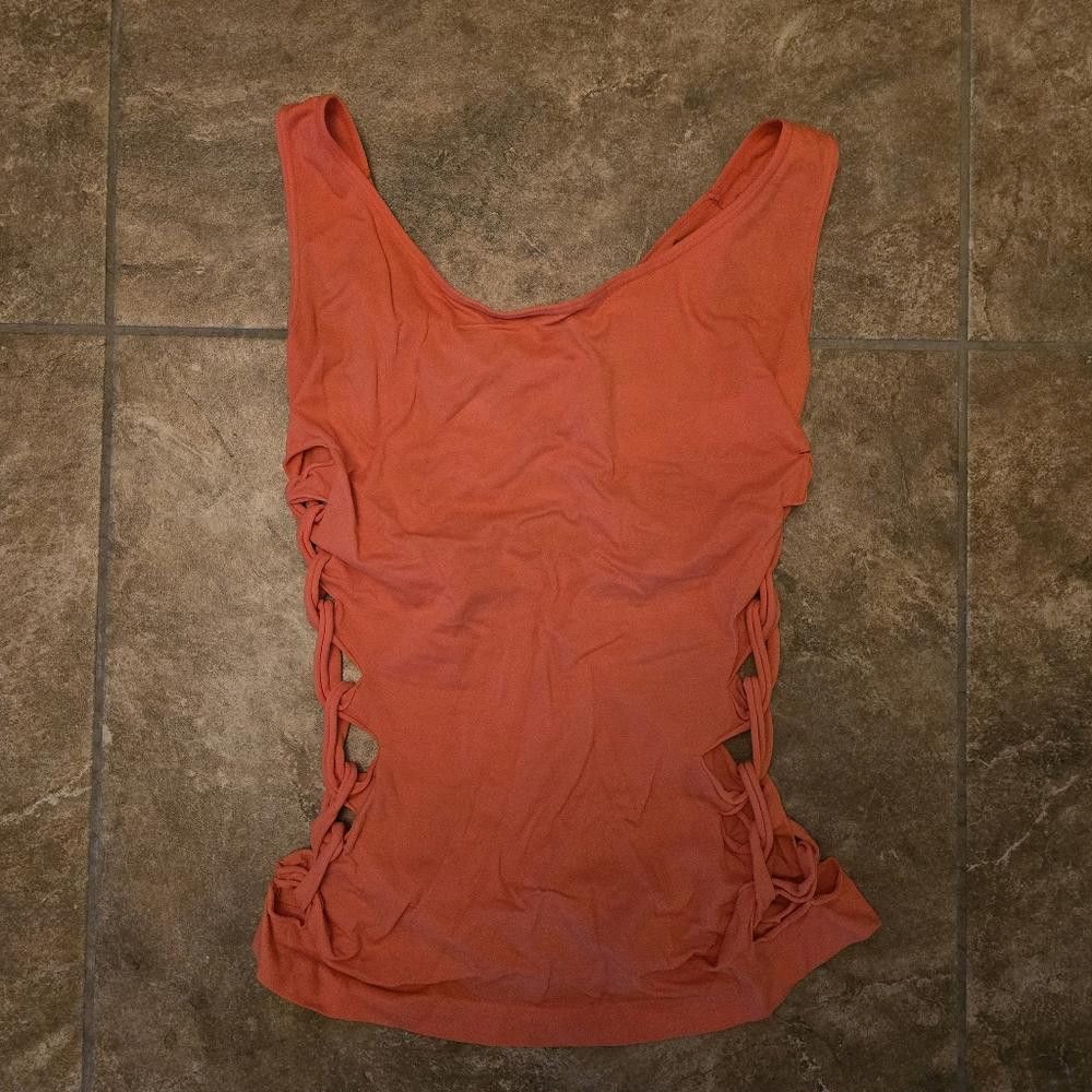 Designer Orange Vibrant Slashed Spandex Tank Size ONE SIZE - 1 Thumbnail