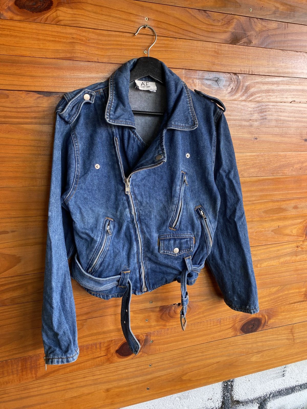 Japanese Brand A2F All About Fashion Vintage Style Denim Motorcycle Jacket Size US S / EU 44-46 / 1 - 5 Thumbnail