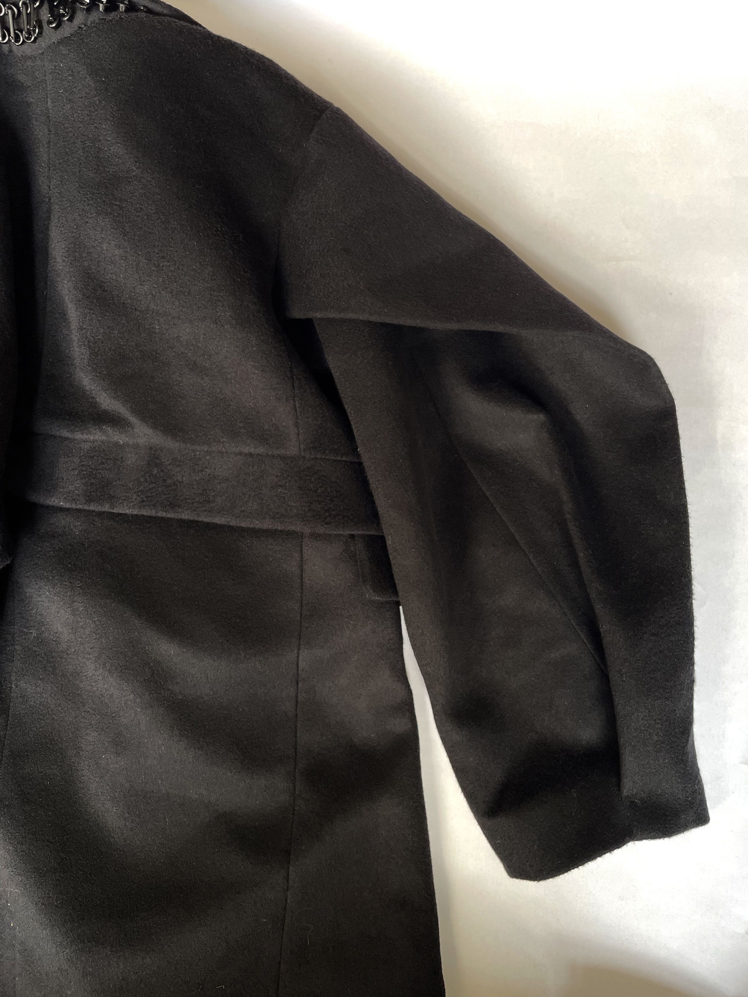 Dsquared2 Black Wool Belted Sculptural Embellished Coat Size XS / US 0-2 / IT 36-38 - 7 Thumbnail