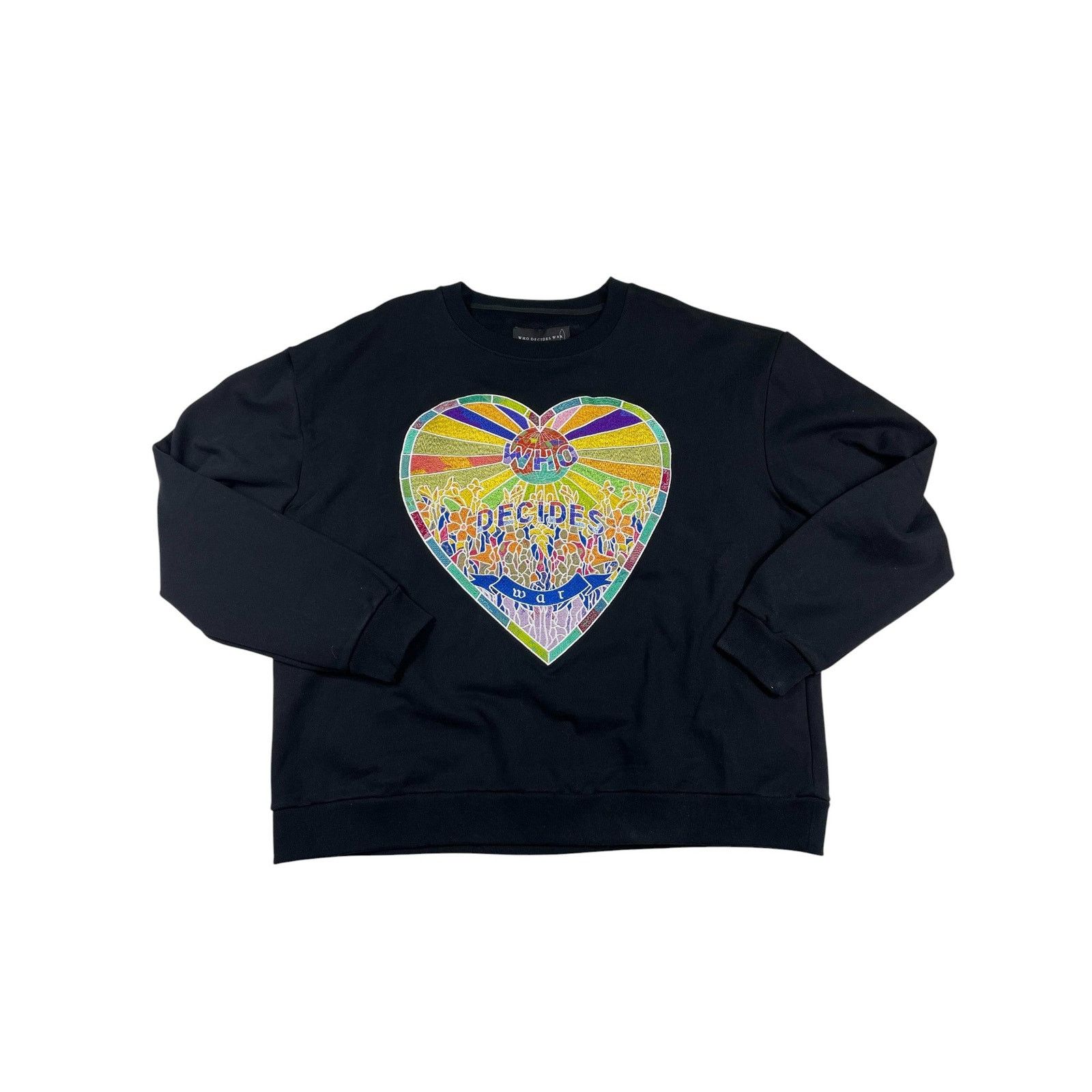 Who Decides War WDW 'Heart Multi Colored' Black Crewneck Size M / US 6-8 / IT 42-44 - 1 Thumbnail