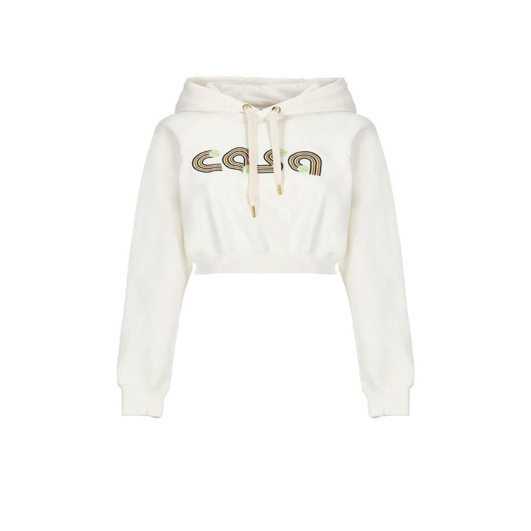 o1mle0325 Jeu De Tennis Embroidered Cropped Hoodie in White