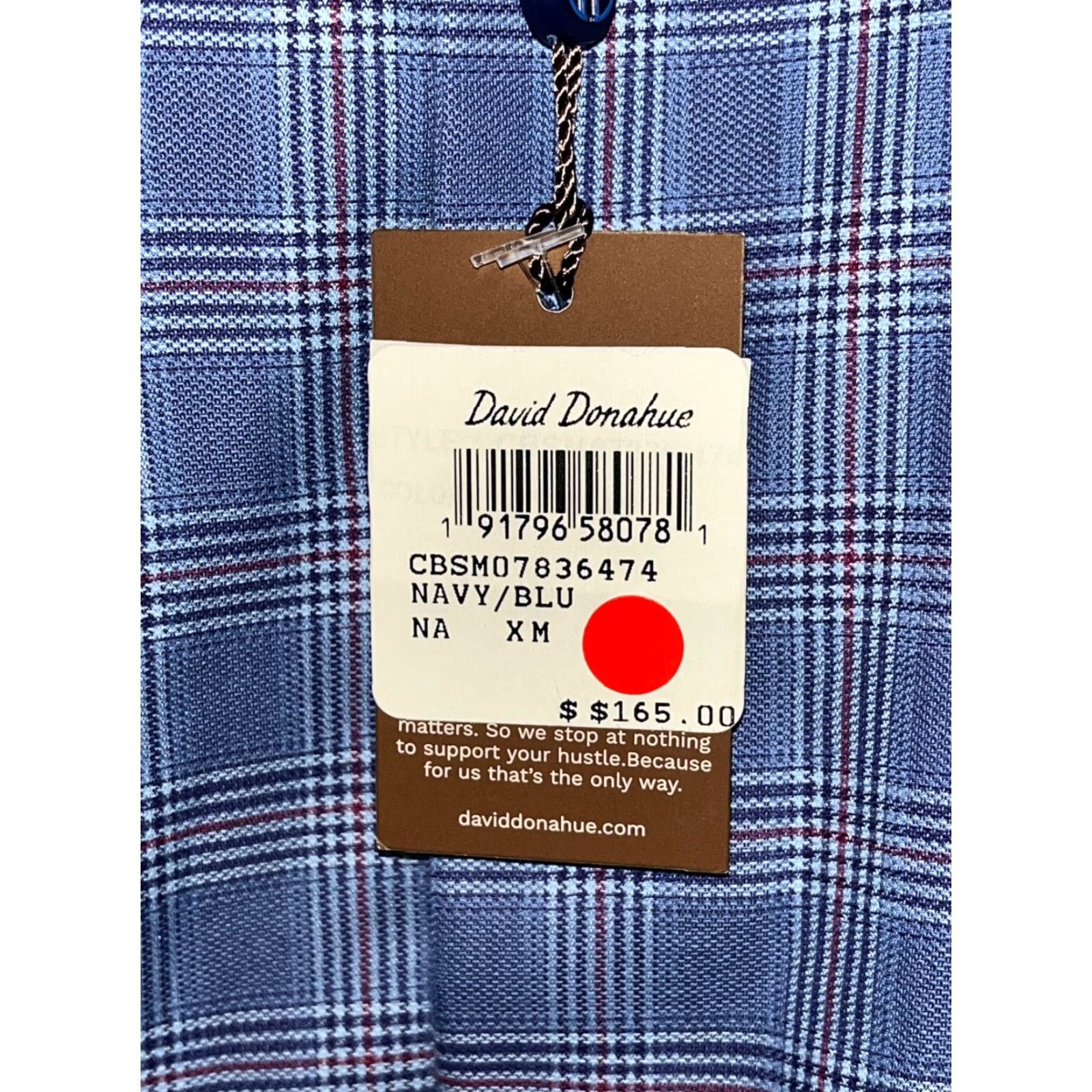 David Donahue David Donahue Dobby Fine Check Dress Shirt Navy Blue M Mens Button-Up Collar Shirt Multicolor Twill Long Sleeve Regular Fit Size 40R - 6 Thumbnail