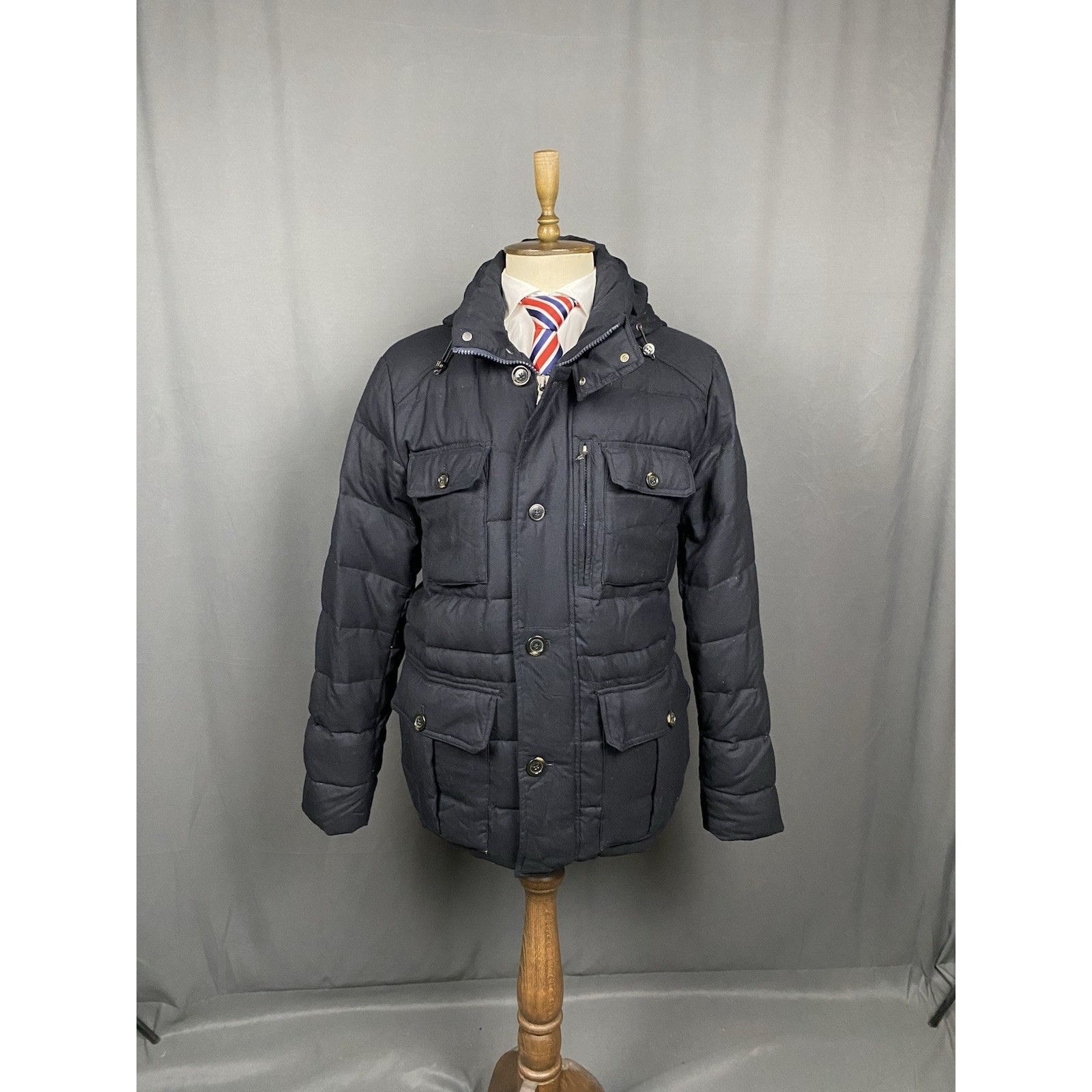 Hackett Hackett Men's Black Down Insulated Wool Puffer Parka Coat Ja Size US XXL / EU 58 / 5 - 3 Thumbnail
