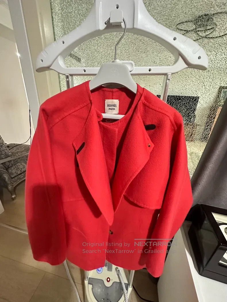 Hermes Hermes Cashmere coat, classic Hermes orange Size XXS / US 00 / IT 34 - 3 Thumbnail