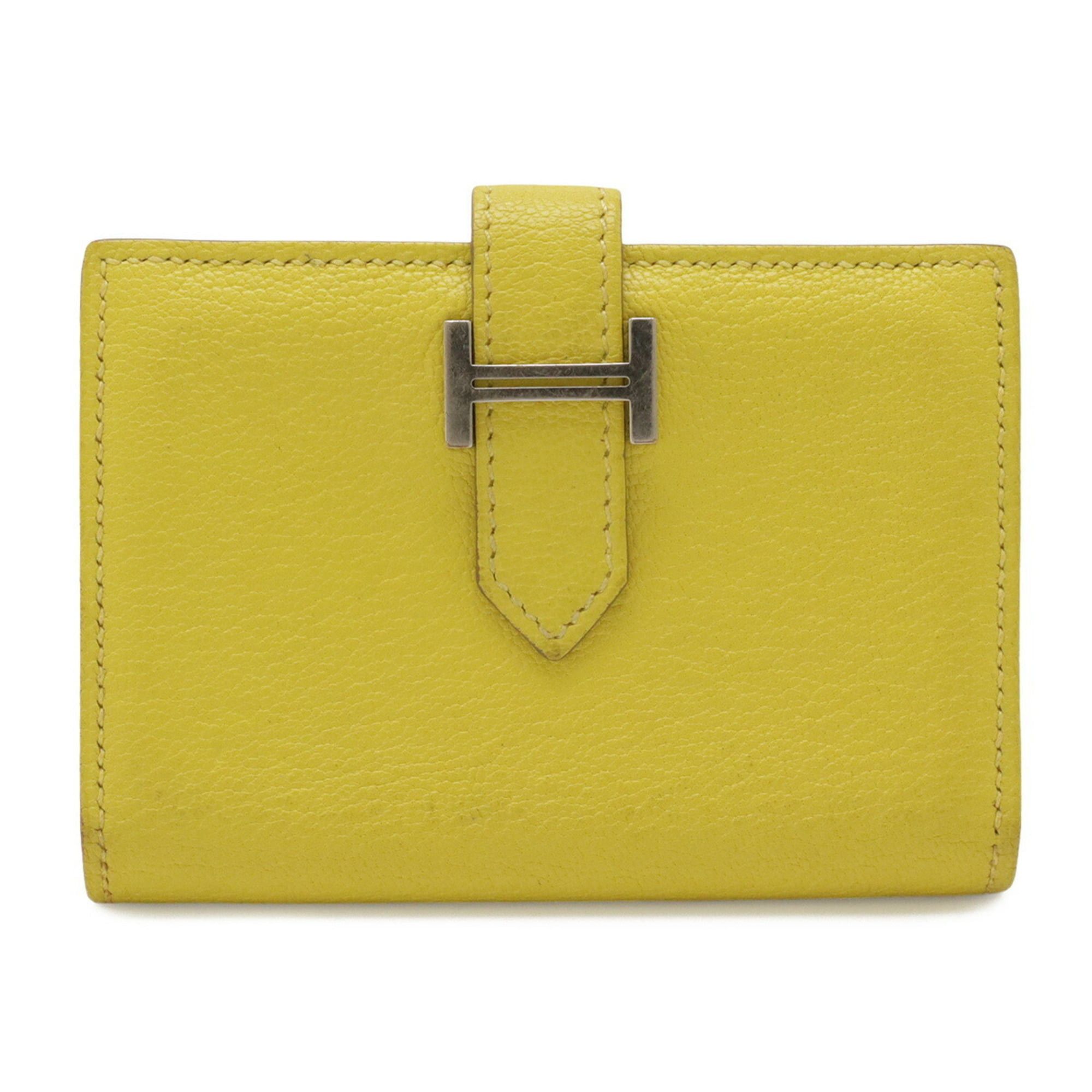 Hermes HERMES Bearn Card Case, Business Holder, Pass Chevre Leather, Lime Yellow, Y Stamp Size ONE SIZE - 1 Thumbnail