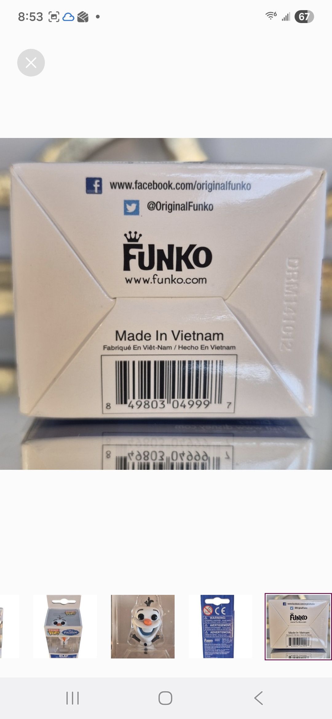 Other Funko × Disney's Frozen OLAF Vinyl Pocket POP Keychain Size ONE SIZE - 3 Thumbnail
