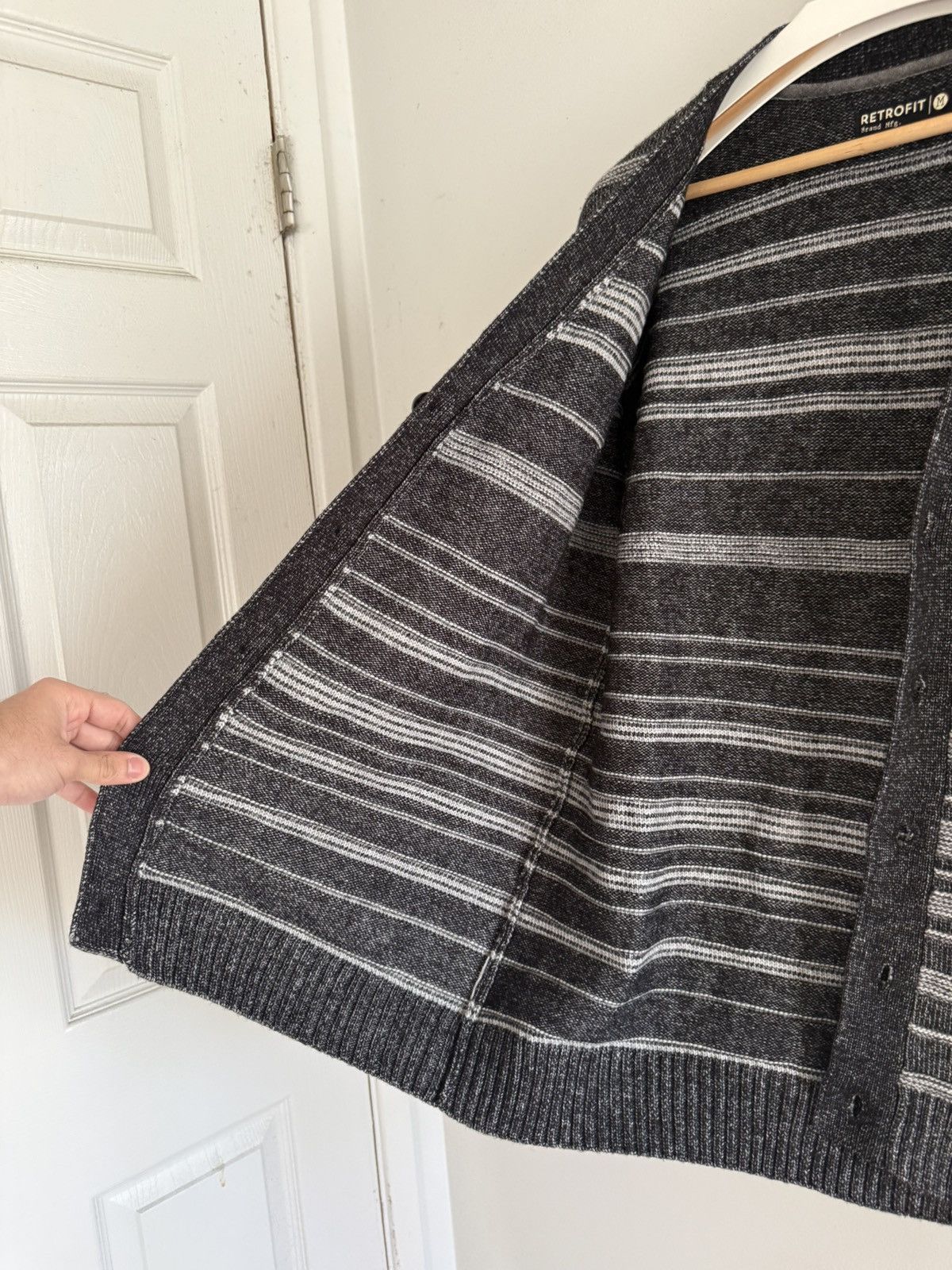 Retrofit Retrofit Brand Mfg. Striped Knit Cardigan Vintage Black Size US M / EU 48-50 / 2 - 9 Thumbnail