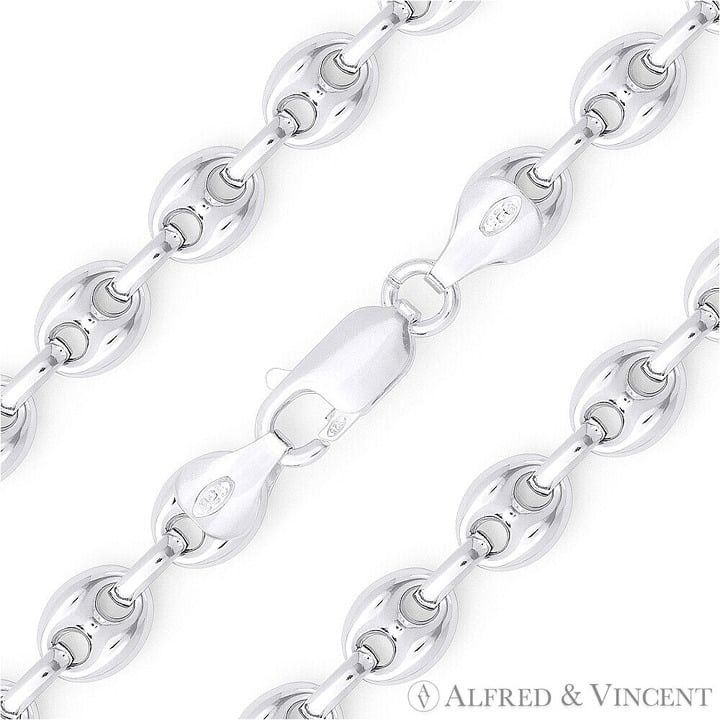 Puffed Mariner Link Chain Necklace in .925 Sterling Silver