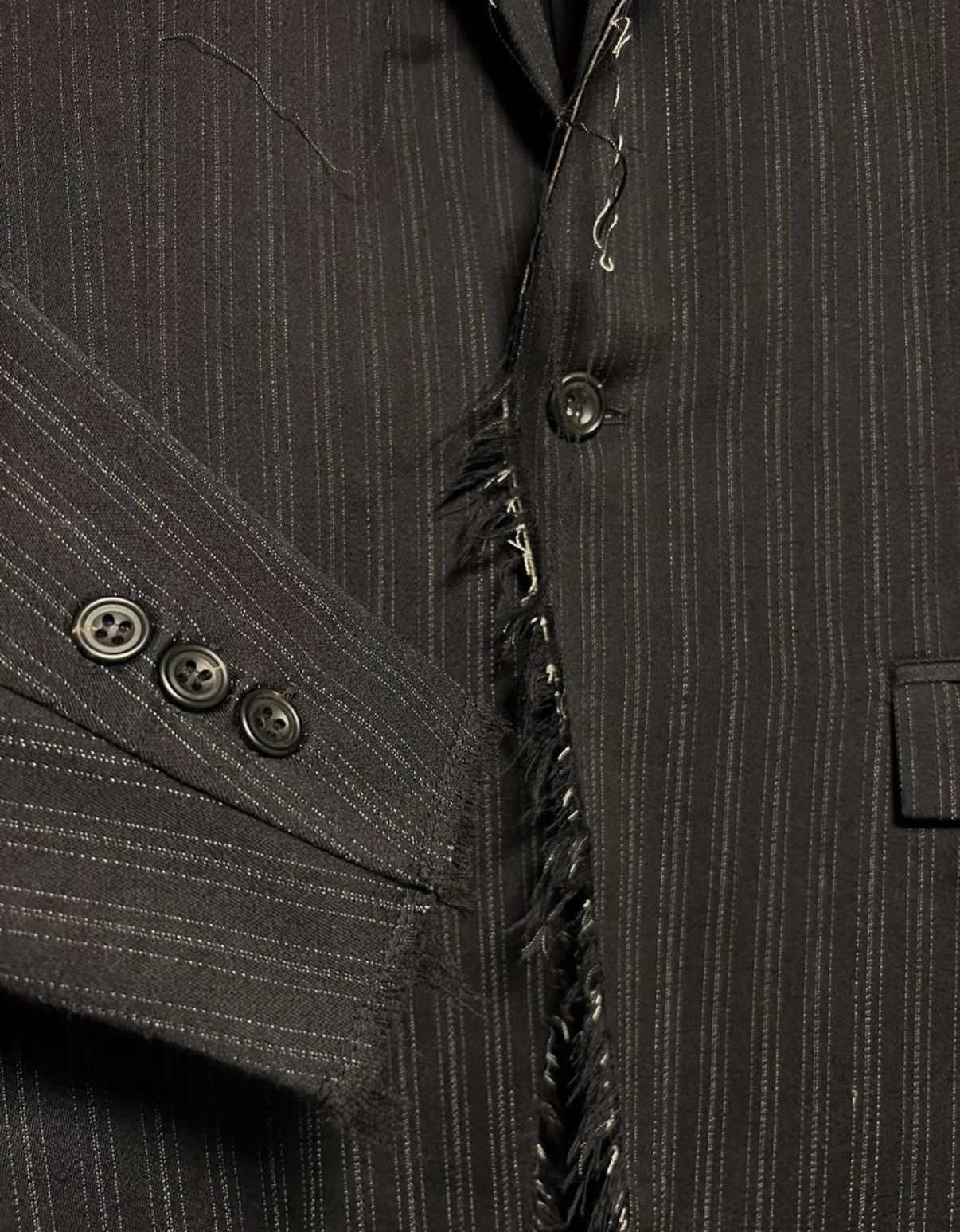 The Viridi-anne The Viridi-Anne Striped Distressed Frayed Blazer Size 38L - 3 Thumbnail