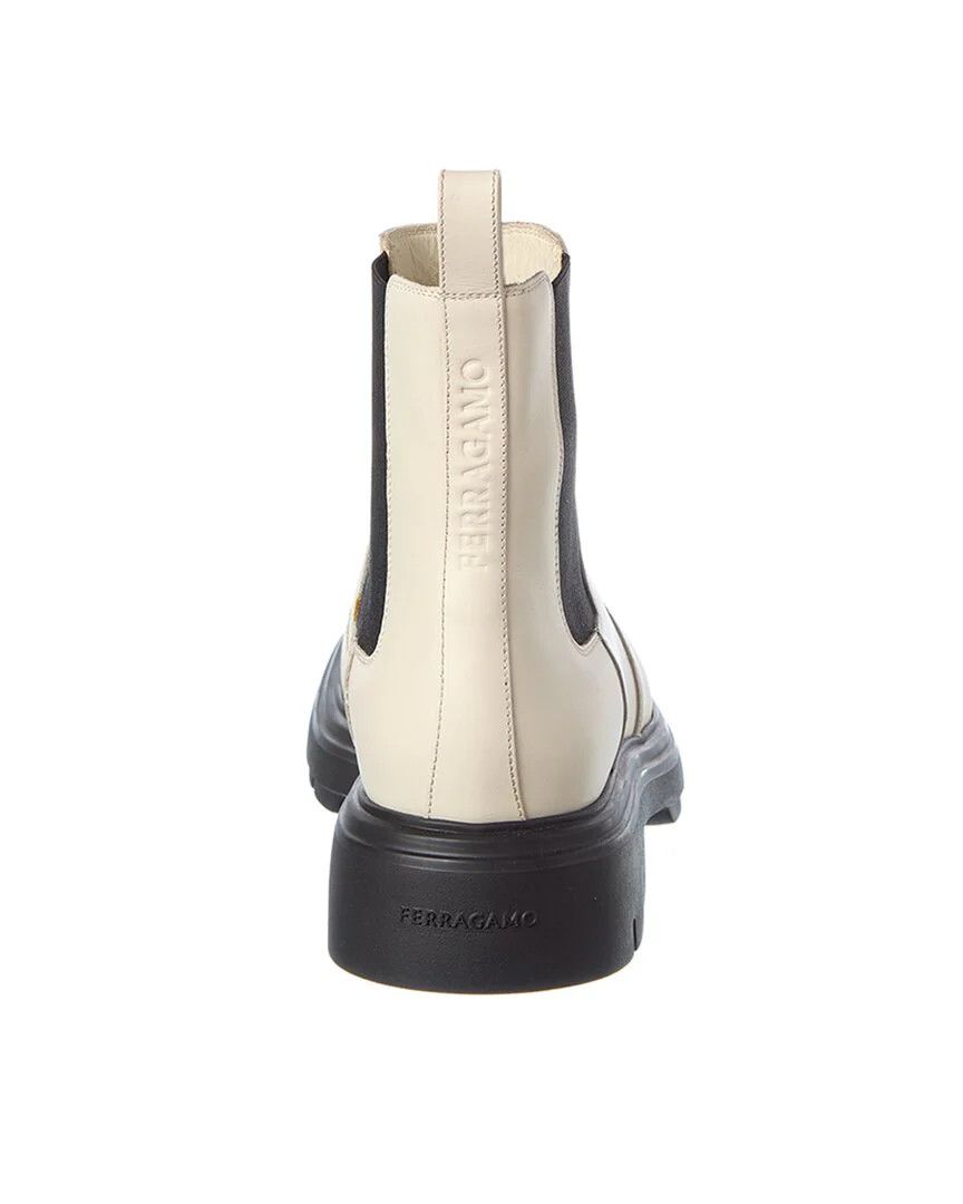 Salvatore Ferragamo o1s1rm0526 Chunky Chelsea Boots in Cream/Black Size US 8 / IT 38 - 3 Thumbnail