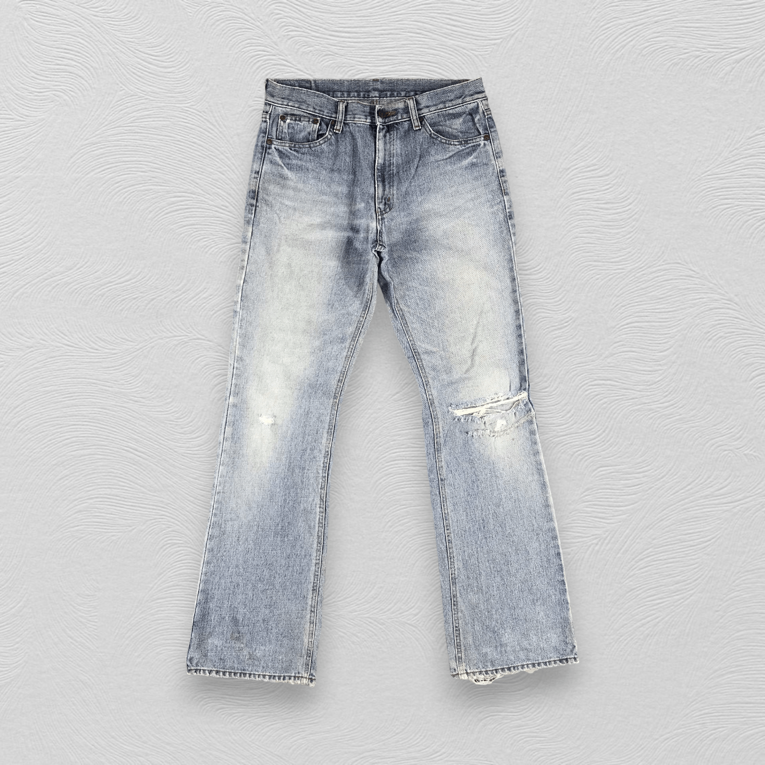 Japanese Brand Vintage Bobson Jeans Distress Medium Wash Flare Denim KJ1319 Size US 33 - 1 Thumbnail