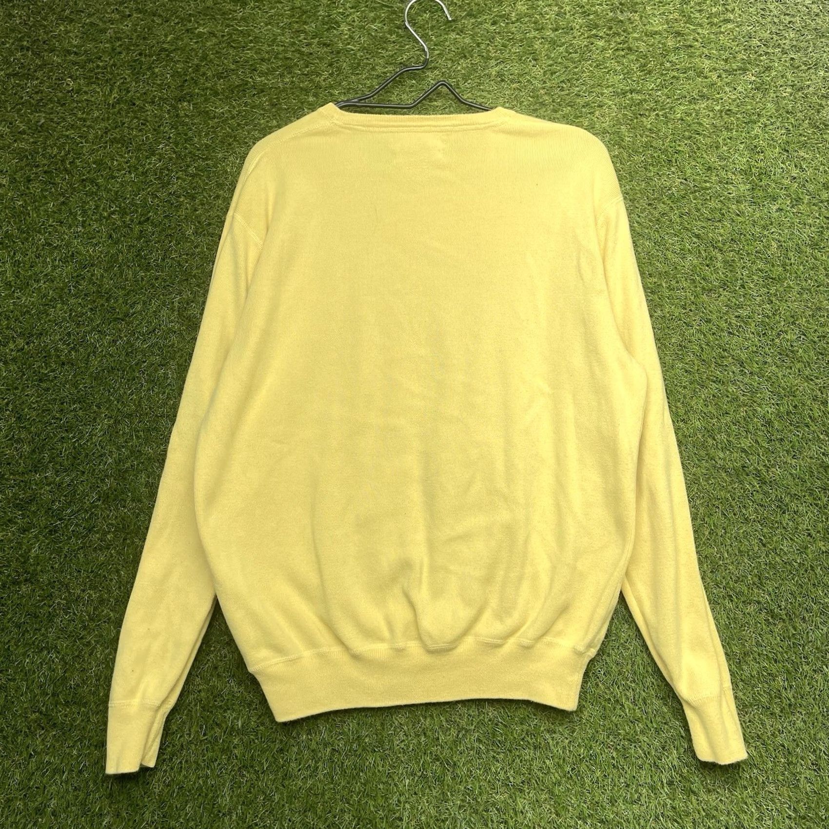 Polo Ralph Lauren Polo Ralph Lauren Sweater Mens Large Yellow Pullover Knit V-Neck Logo Preppy Classic Knitwear Size US L / EU 52-54 / 3 - 2 Thumbnail