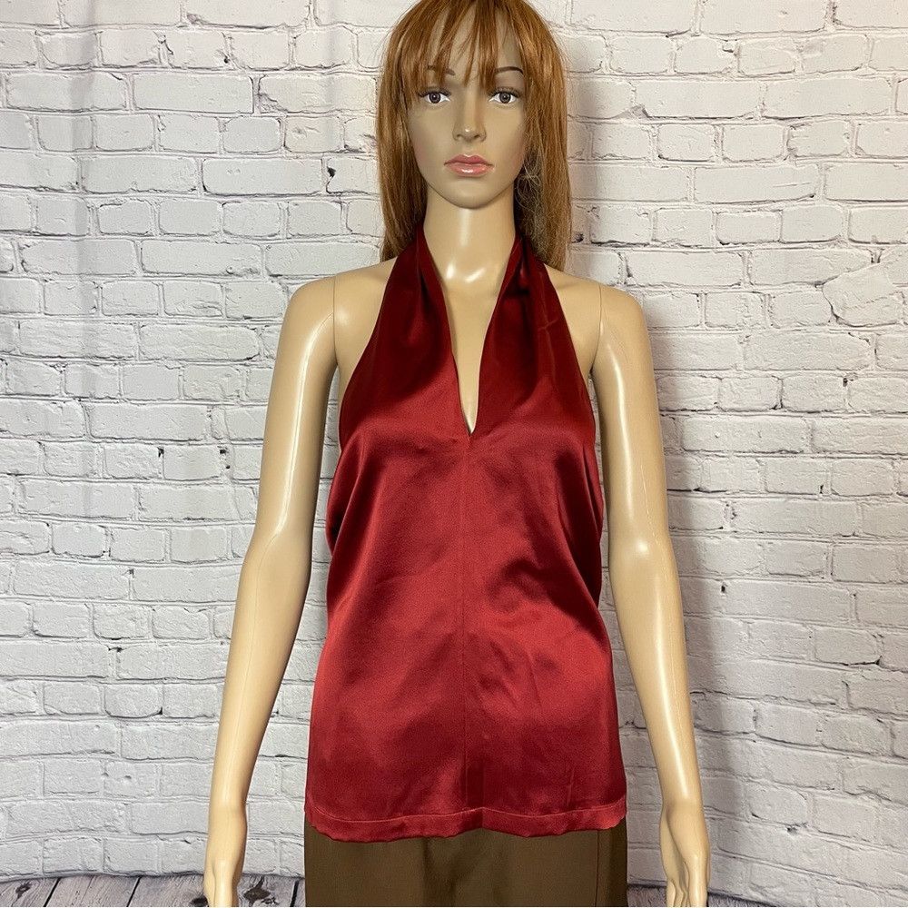 Theory NWT New $255 Theory Silk Red Satin Halter Top Size S Size S / US 4 / IT 40 - 3 Thumbnail