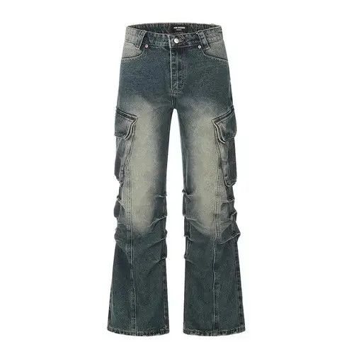Japanese Brand Streetwear Side Pockets Washed Baggy Blue Jean Unisex Size US 28 / EU 44 - 1 Thumbnail