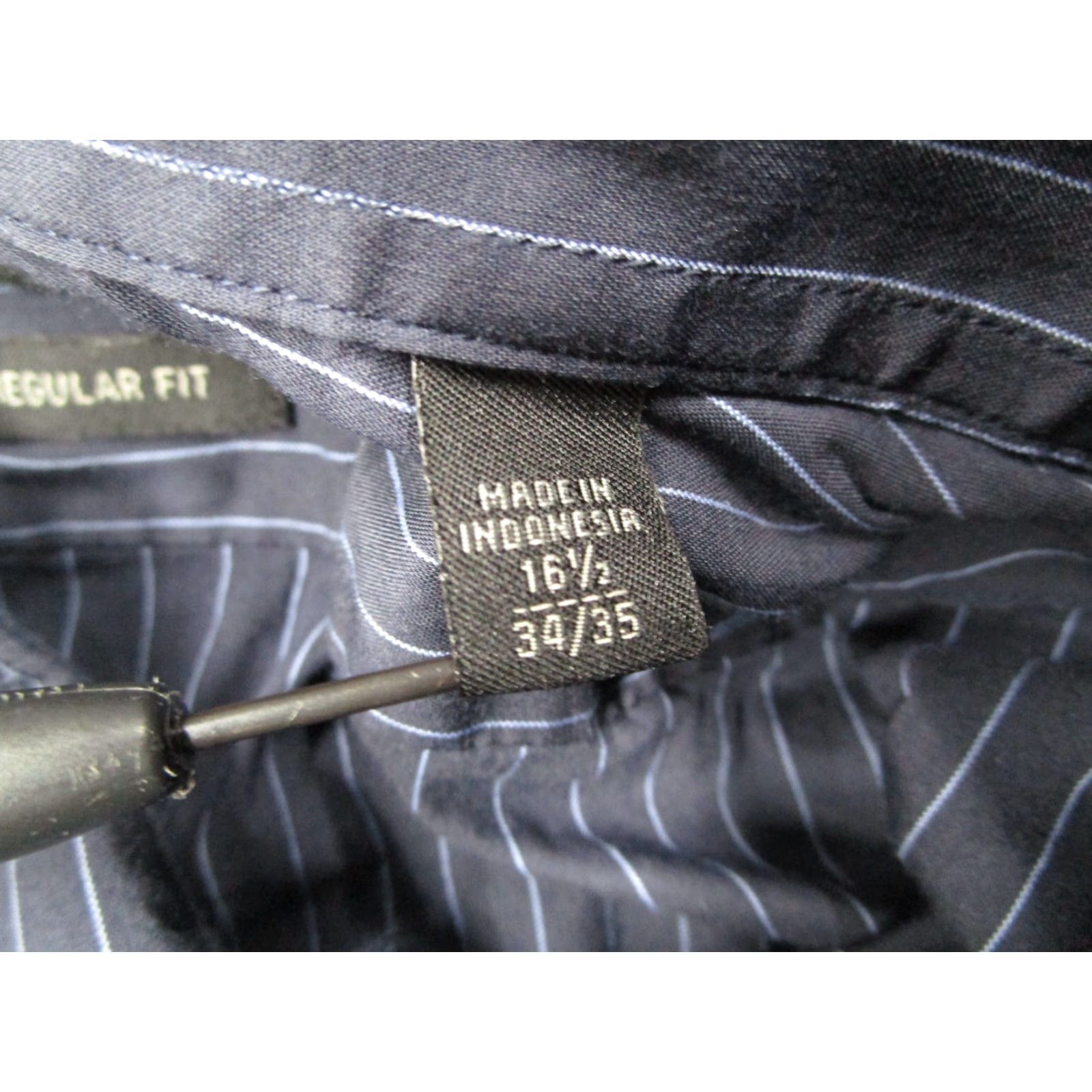 John Varvatos VINTAGE John Varvatos Star USA Dress Shirt Mens 16.5 Blue Striped Business Casual Long Sleeve 100% Cotton Size 34R - 4 Thumbnail