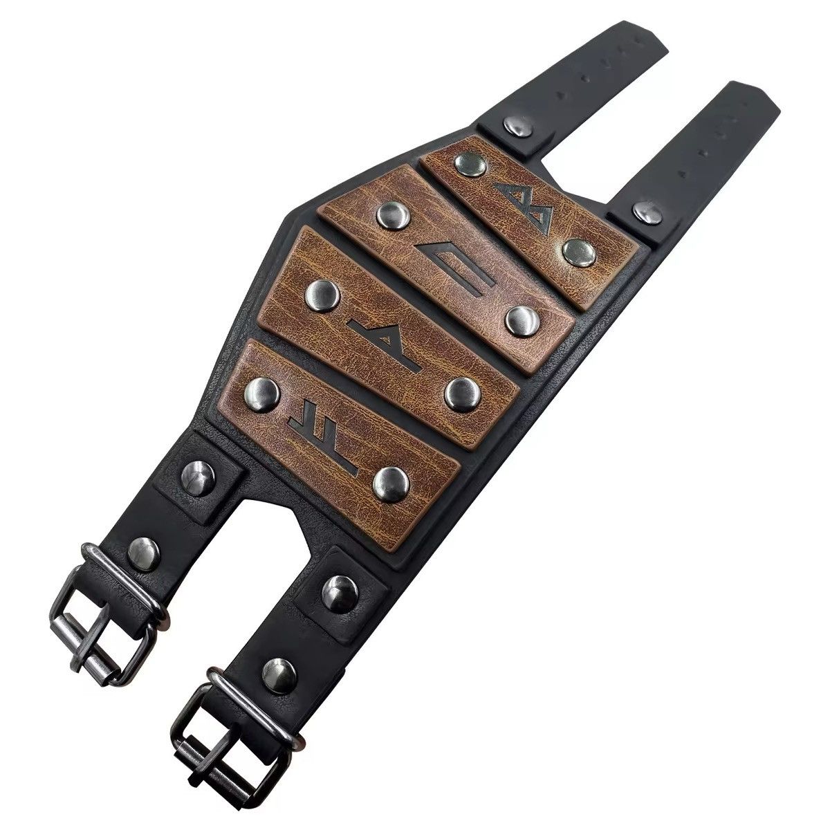 Vintage Middle Ages Rune Men's Leather Bracelet Nordic Viking Size ONE SIZE - 2 Thumbnail