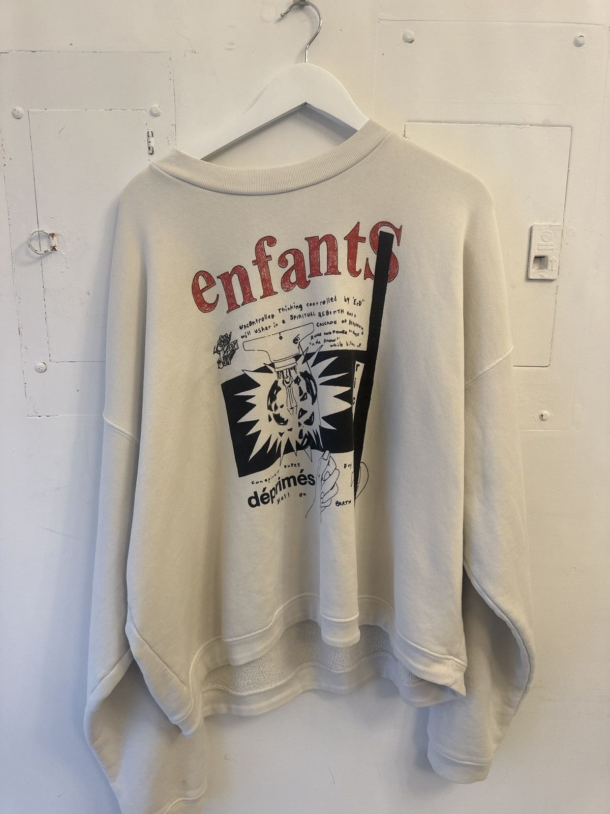 image of Enfants Riches Deprimes Erd Crewneck Conspiracy Dupes in White, Men's (Size 2XL)